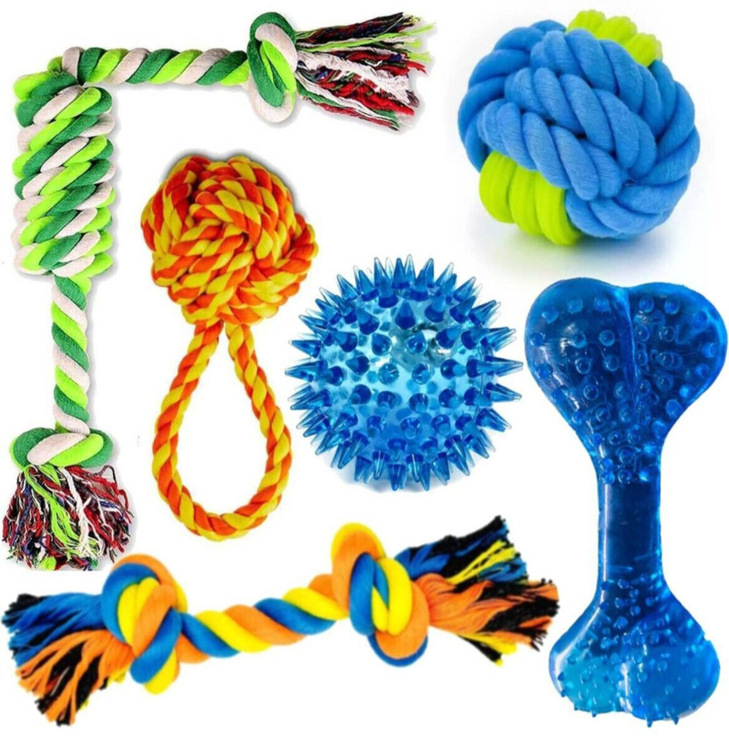 Image of decorvaiz Toys for Puppies & Small Dogs Toys | Rope Ball Toy | Chew Toys Cotton, Rubber Chew Toy, Rubber Toy, Training Aid, Tug Toy, Bone, Ball For Dog & Cat