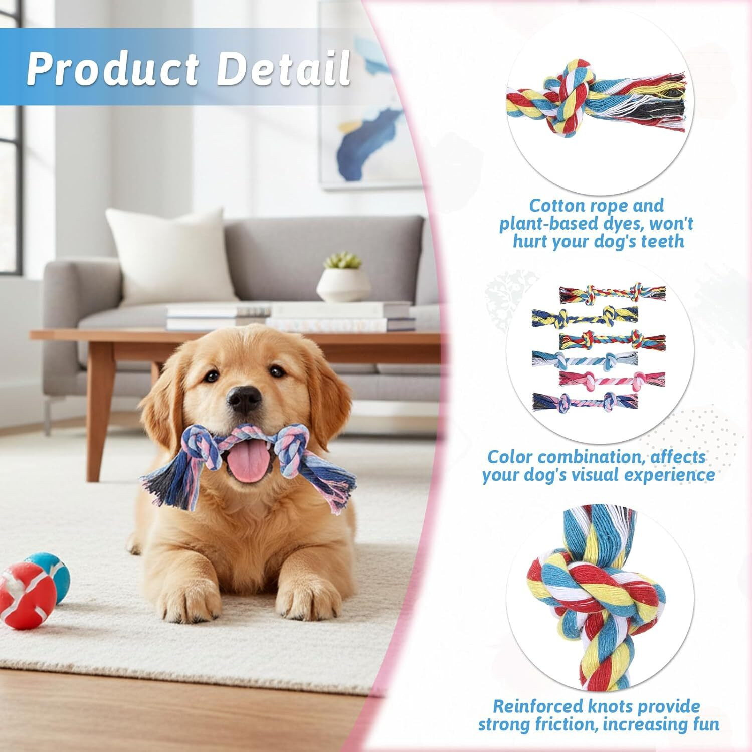 Image of PETZLUV YOUHAVEDEAL Toys for Puppies & Small Dogs Toys | Rope Ball Toy | Chew Toys, 100% Cotton, Rubber Chew Toy, Rubber Toy, Training Aid, Tug Toy, Bone, Ball For Dog & Cat