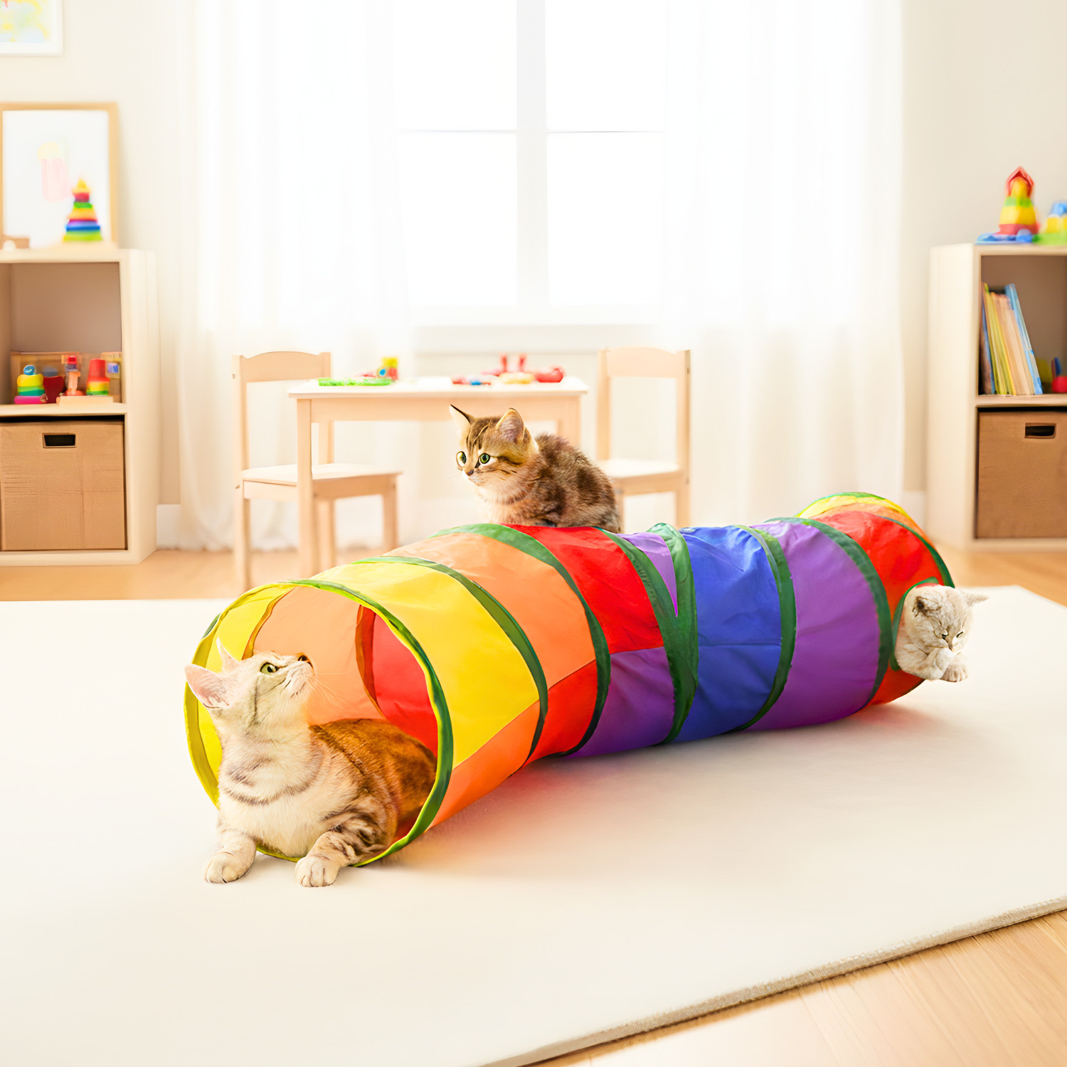 Image of FAB TECH Cat Tunnel Interactive Play Toy for Indoor Outdoor Kitty Puppy Fun Exercise Plastic Soft Toy, Training Aid For Cat