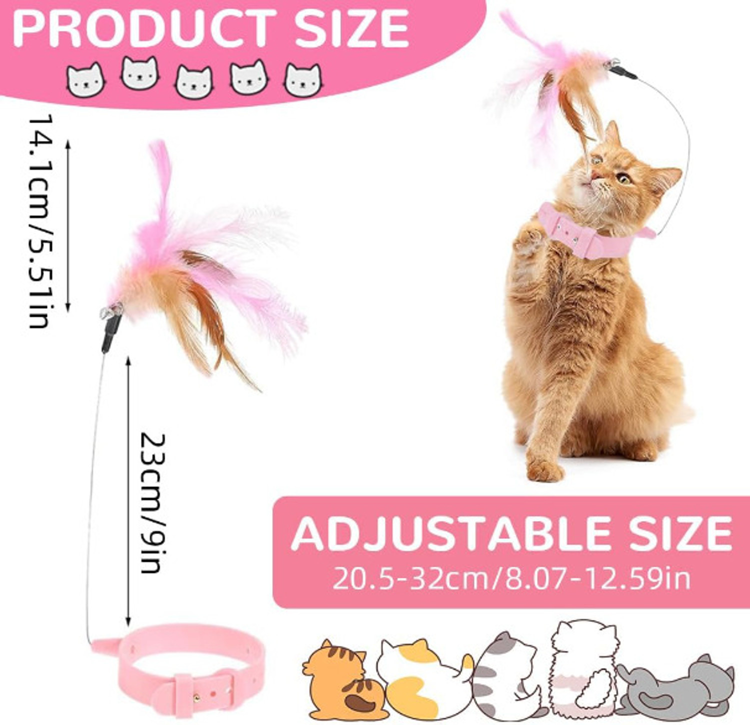 Image of NKPETS Product Interactive Cat Feather Toy Collar Silicone Fetch Toy For Cat
