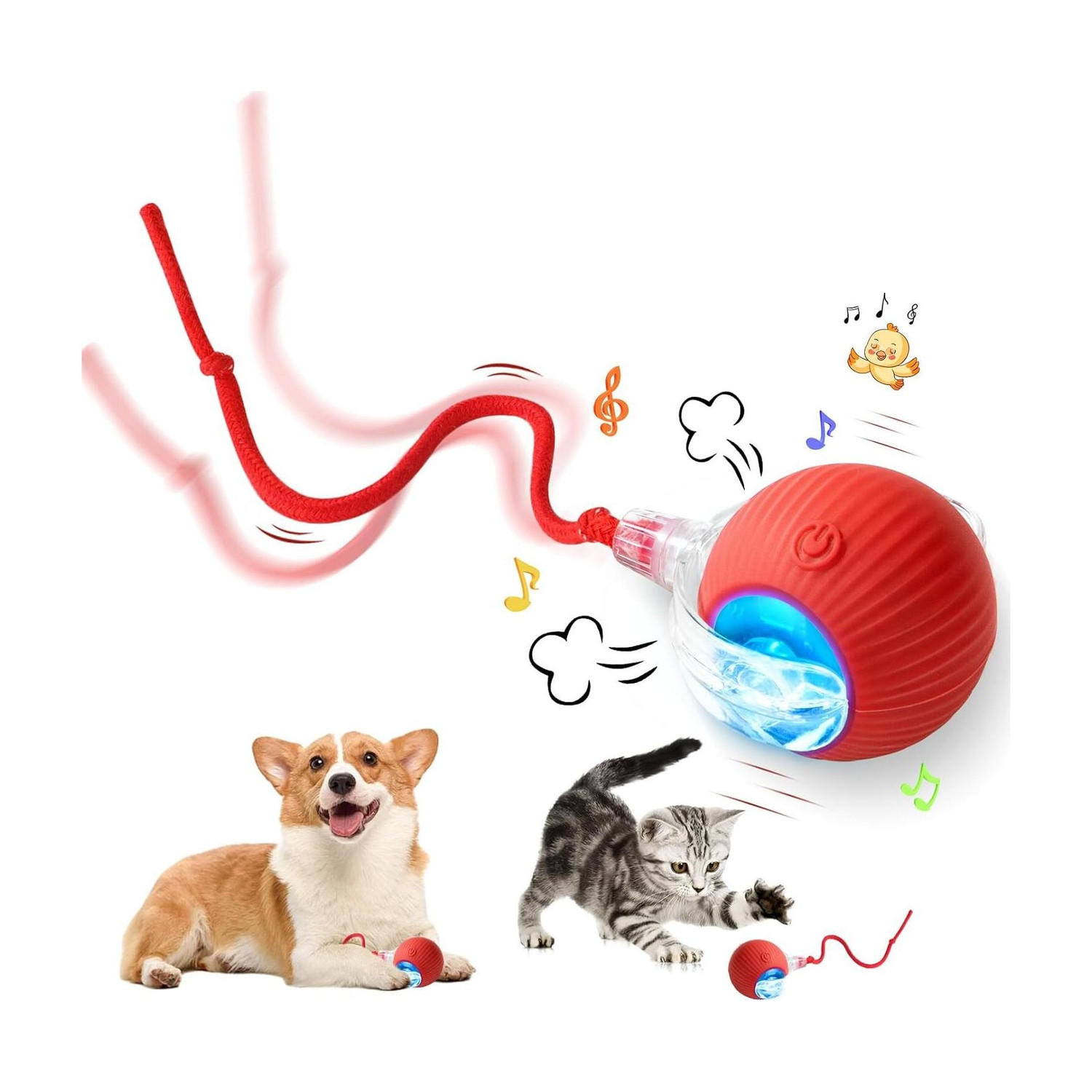 Image of MDM HUB Interactive Cat Toy - Cat Toys For Indoor Cats Smart Silicone Rolling Ball Silicone, Plastic Ball For Cat