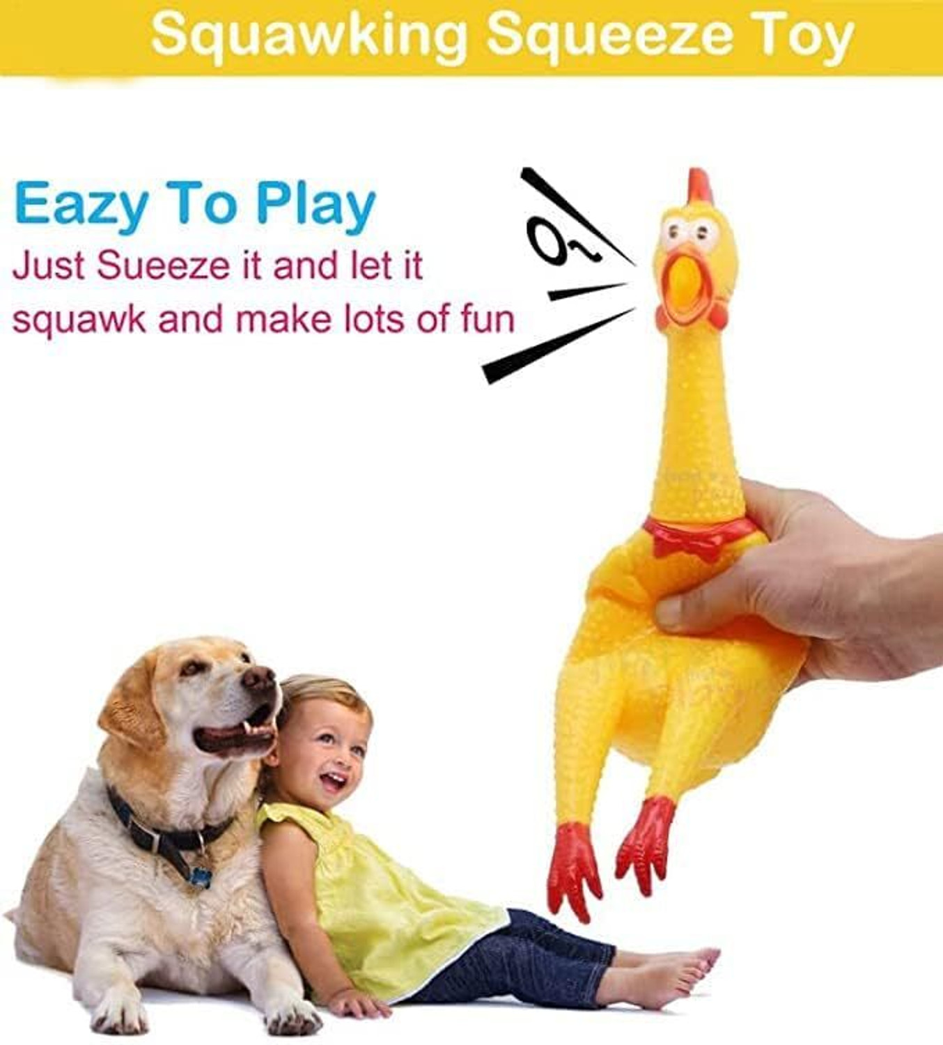 Image of decorvaiz Natural Latex Rubber (SQUEAKY CHICKEN) Dog Chew Toy | Rubber Chew Toy For Dog