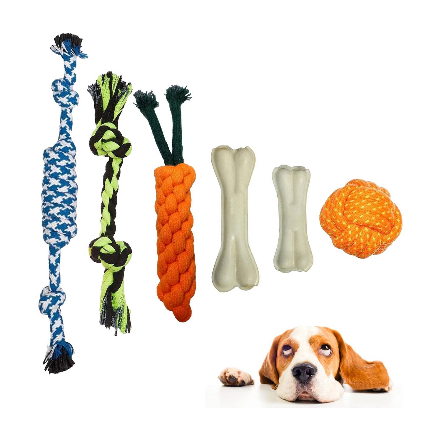 Bones UP decorvaiz Durable Play Set for Puppies & Adult Dogs Cotton Chew Toy For Dog