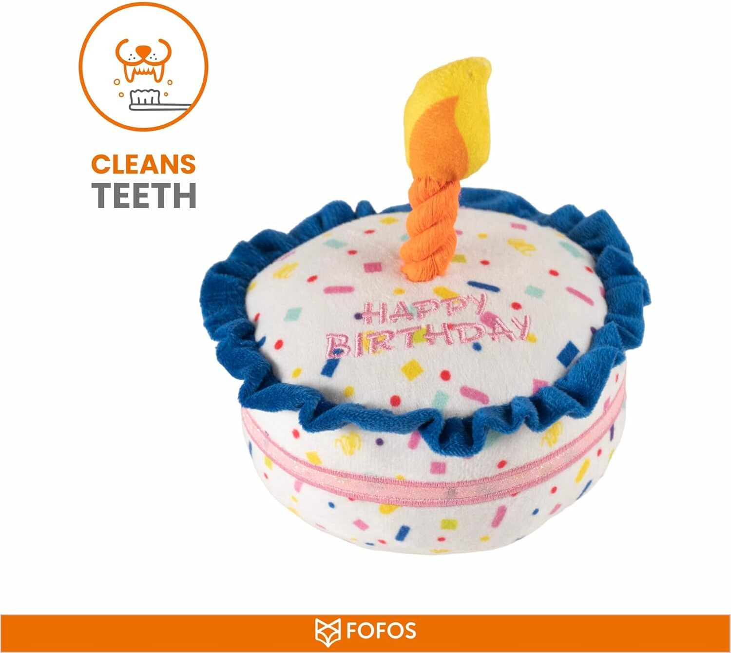 Image of fofos FOFOS Birthday Cake Dog Toy Rubber Plush Toy For Dog