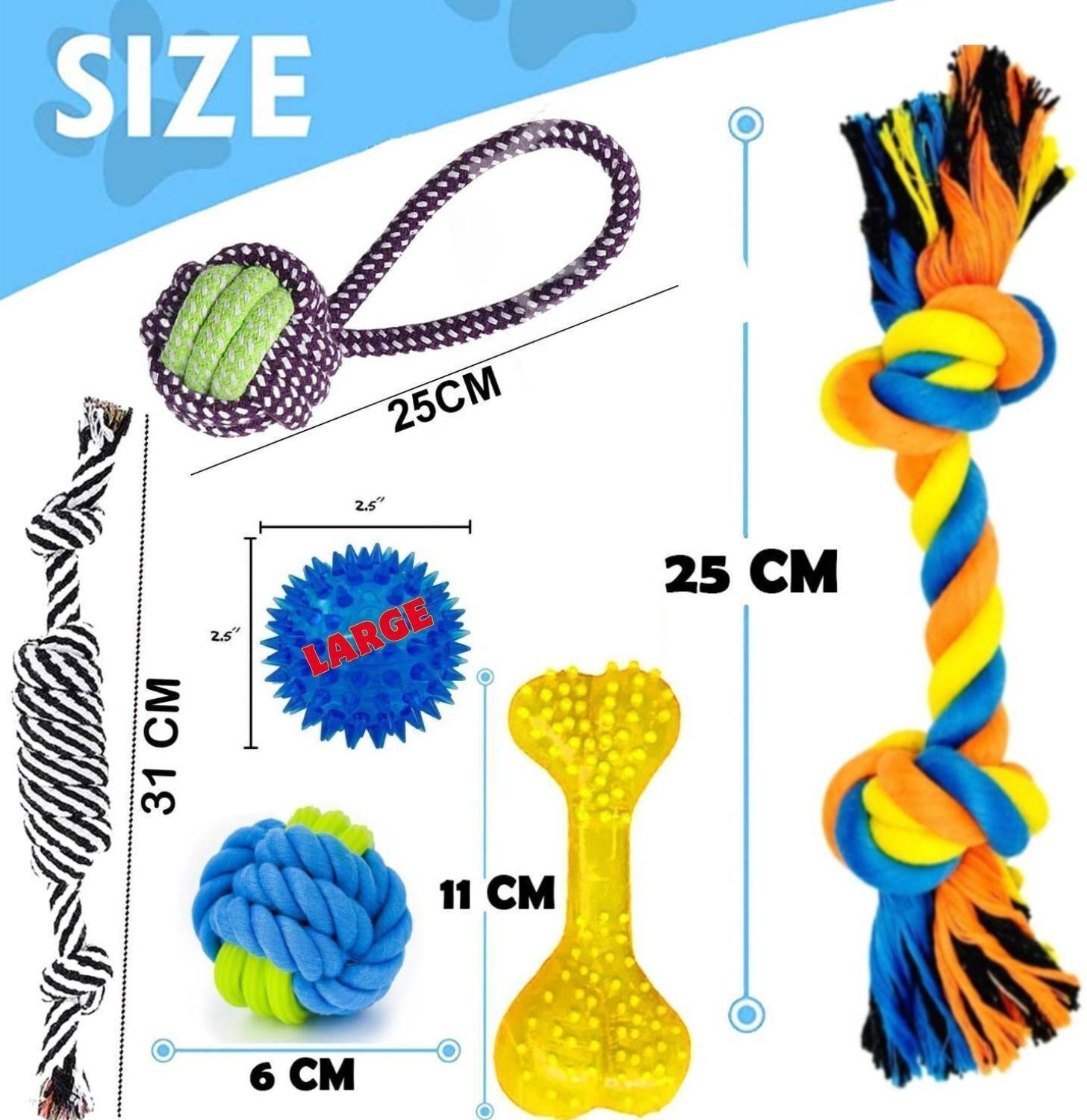 Image of PETZLUV YOUHAVEDEAL Toys for Puppies & Small Dogs Toys | Rope Ball Toy | Chew Toys, 100% Cotton, Rubber Chew Toy, Rubber Toy, Training Aid, Tug Toy, Bone, Ball For Dog & Cat