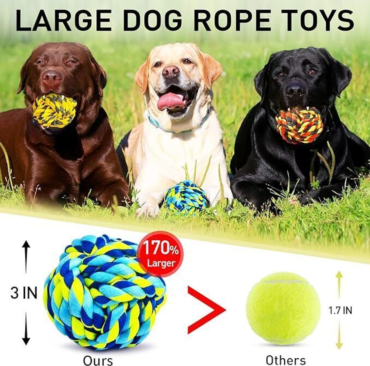 Image of PETSWARE PETSWARE Dog Chew Toys for Aggressive Chewers Cotton Ball For Dog & Cat