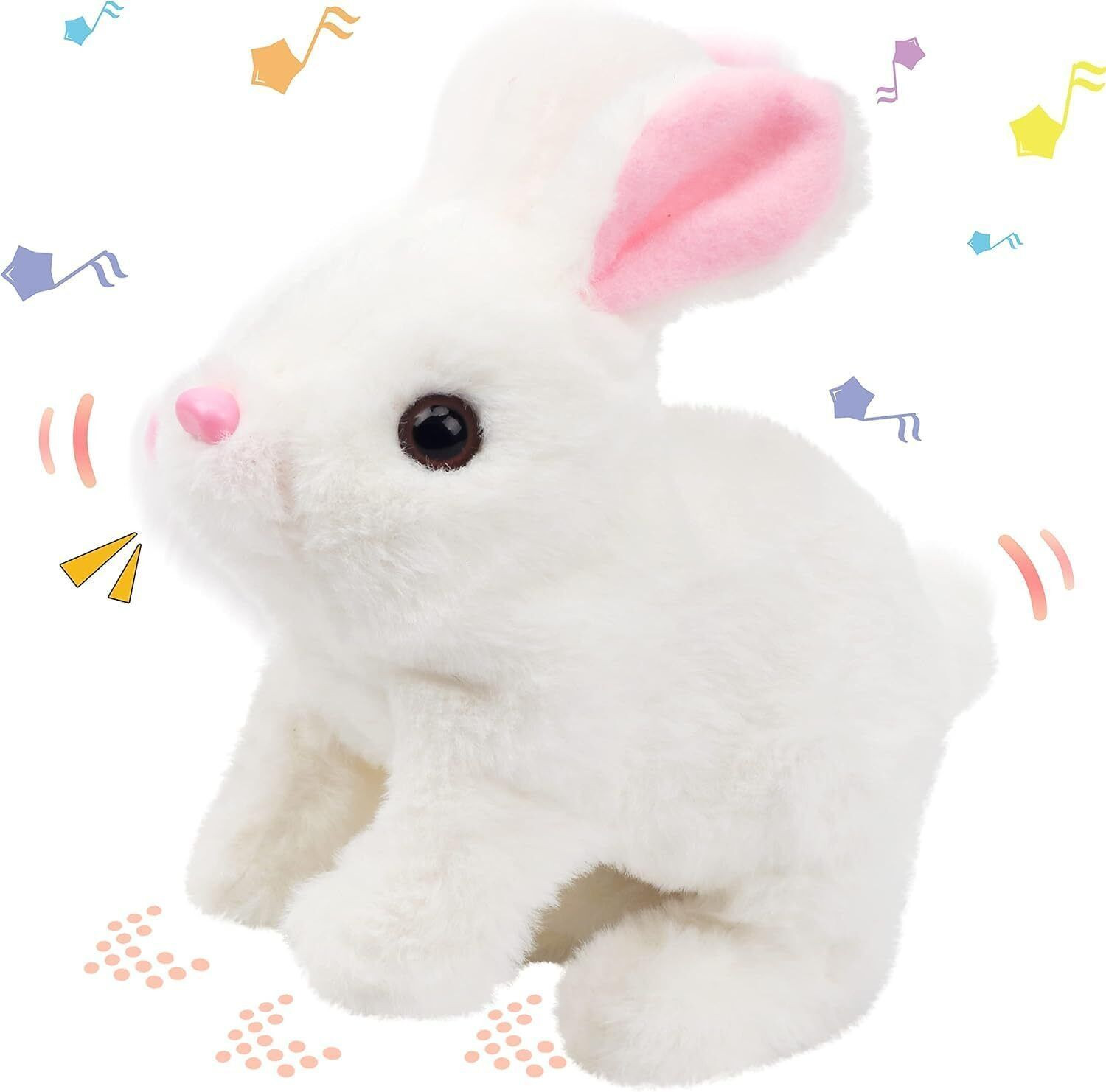 Image of Sotnof Hopping Walking cute Bunny Toy with Sound Jumping Wiggling Ears Rabbit Toy 18 CM