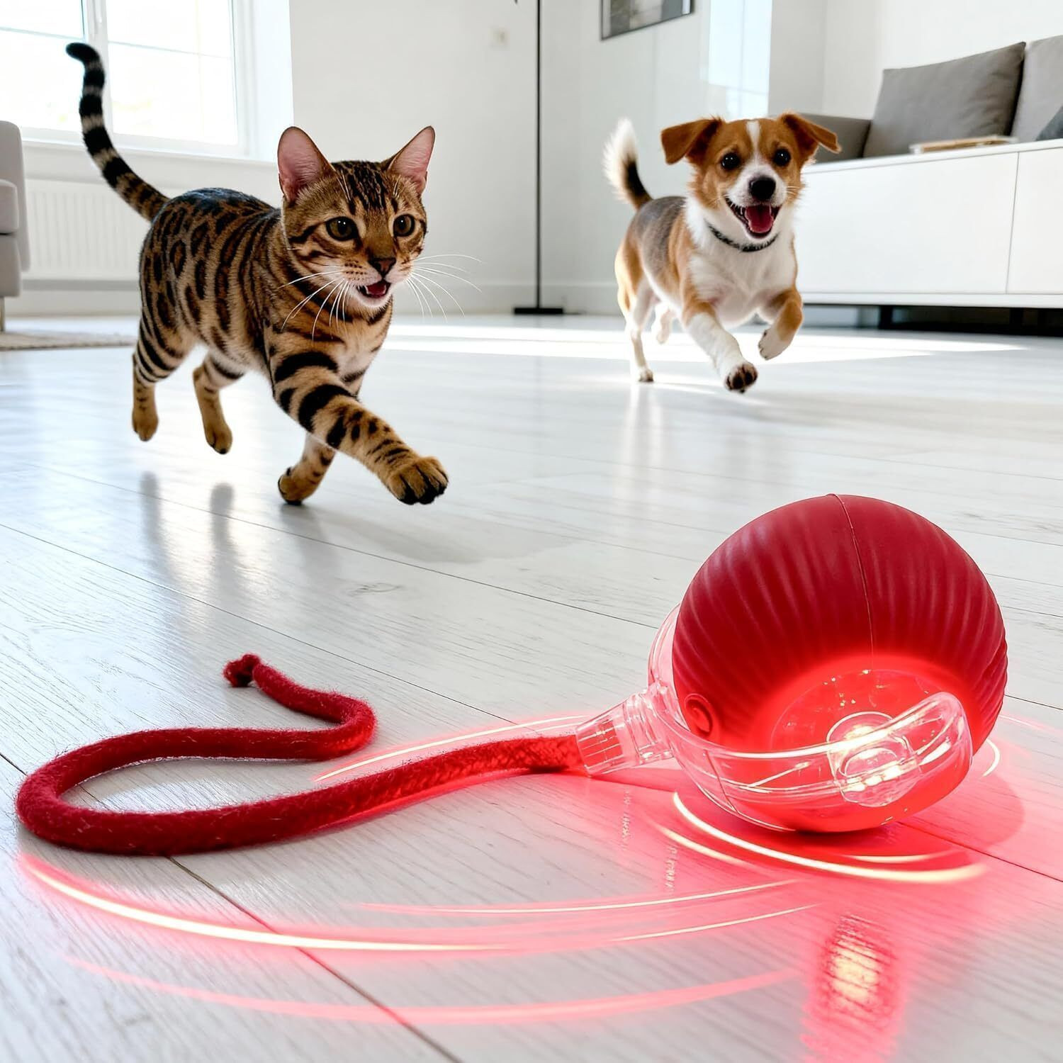 Image of TrendyTresures Smart LED 360 Rotating Cat Toy Ball Cat Dancing Ball Pet Rolling Ball Silicone, Plastic Ball, Chew Toy, Fetch Toy For Dog & Cat