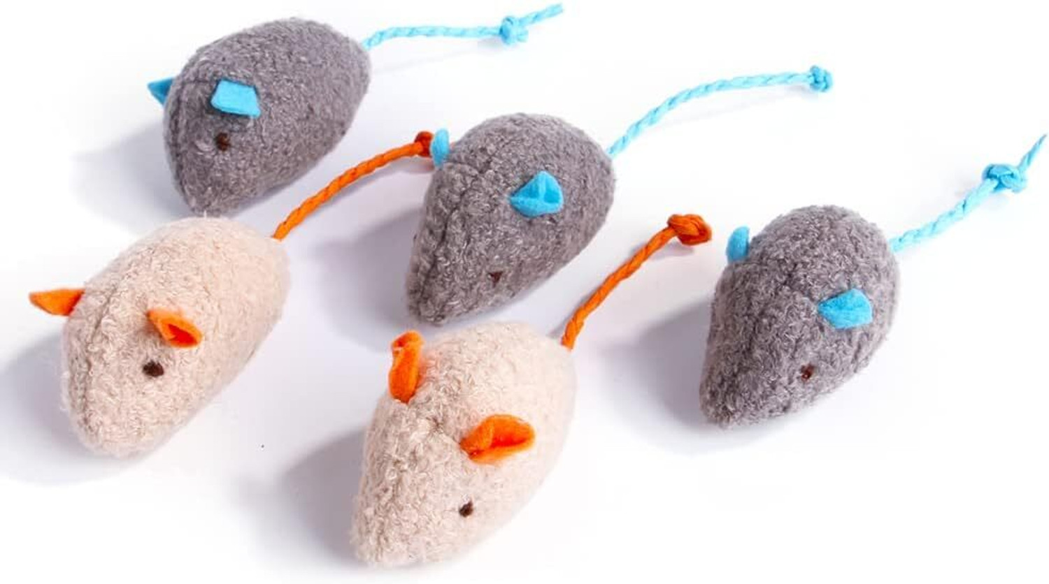 Image of OM ZEE Cat Toy Catnip Mice, Cat and Kitten Toy Mouse 3 Pcs Pack Cotton Soft Toy For Cat