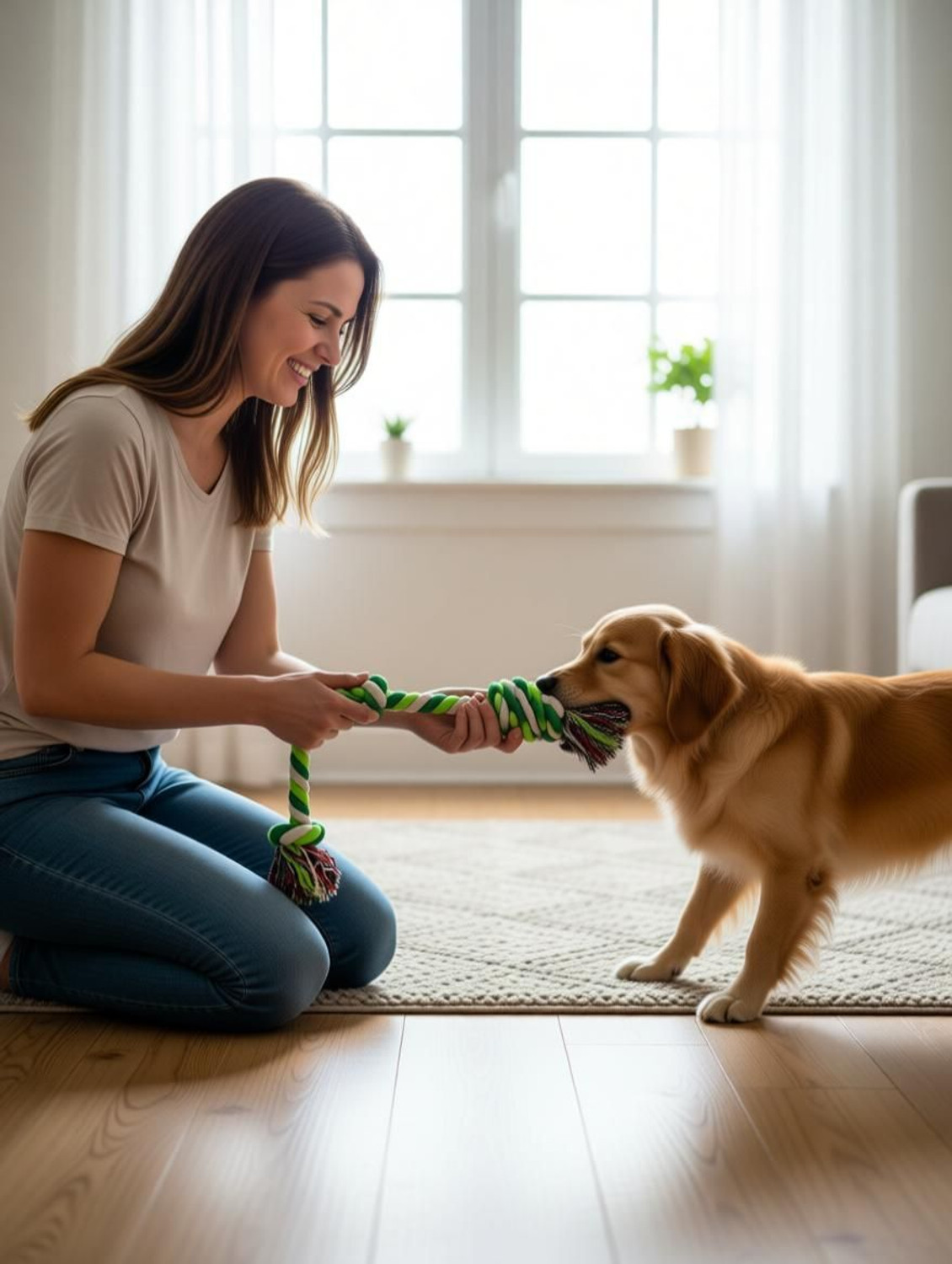 Image of decorvaiz Toys for Puppies & Small Dogs Toys | Rope Ball Toy | Chew Toys Cotton, Rubber Chew Toy, Rubber Toy, Training Aid, Tug Toy, Bone, Ball For Dog & Cat