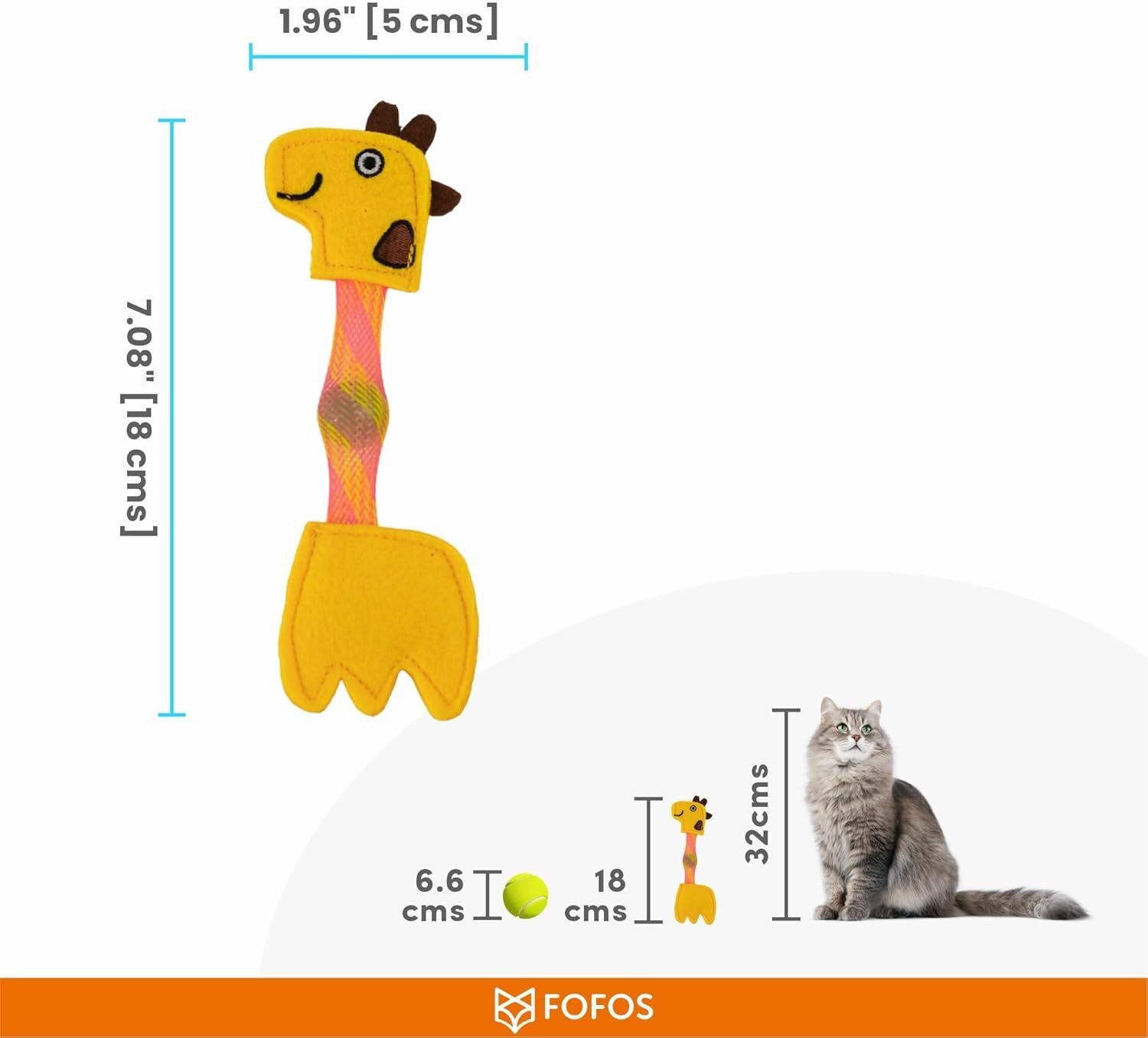 Image of fofos FOFOS Cat Flick Tube Toy Giraffe Rubber Training Aid For Cat