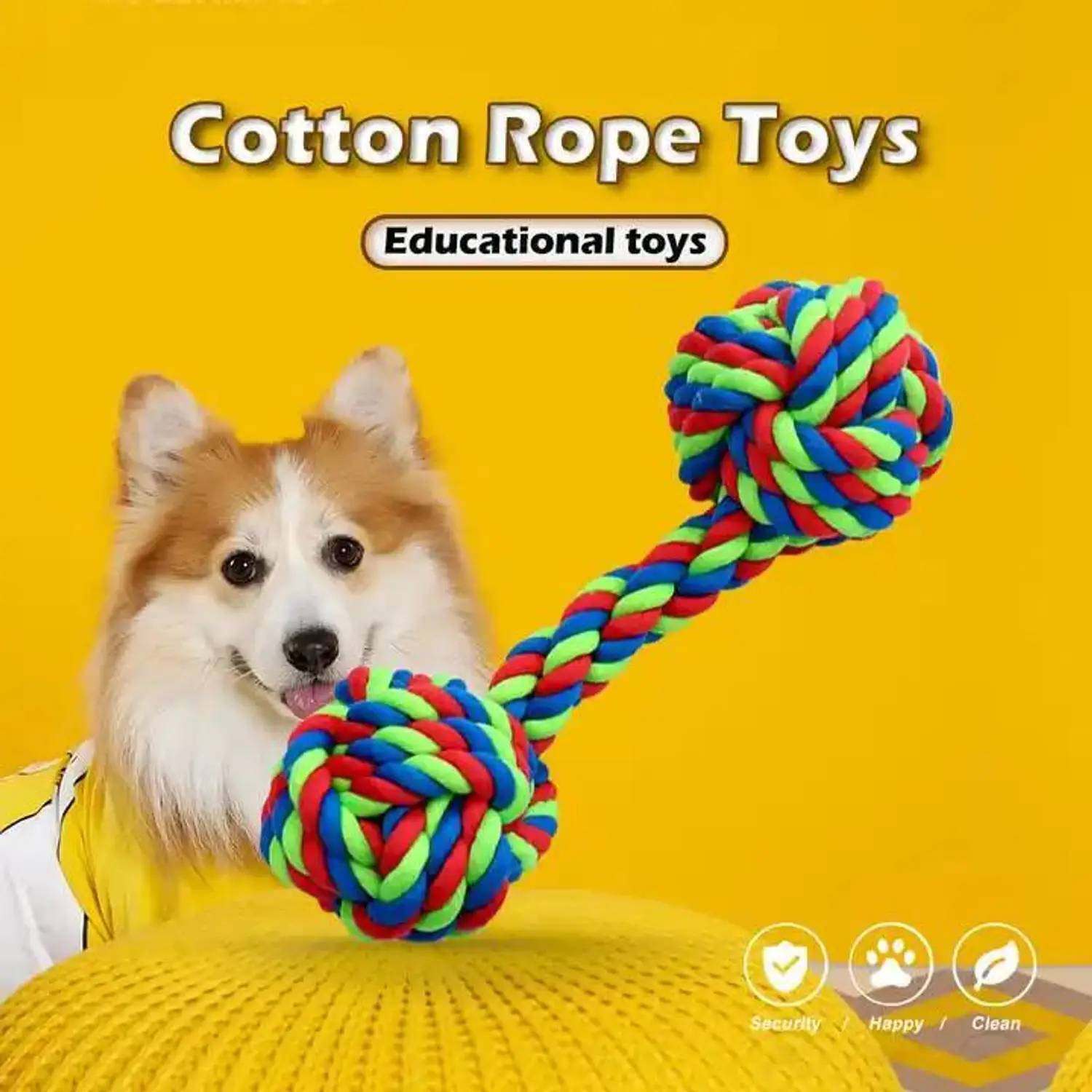 Image of PETZLUV Durable Dog Toys & Chew Toys for Dogs - Interactive Pet Accessories & Rope Cotton Chew Toy, Fetch Toy, Training Aid, Tug Toy For Dog