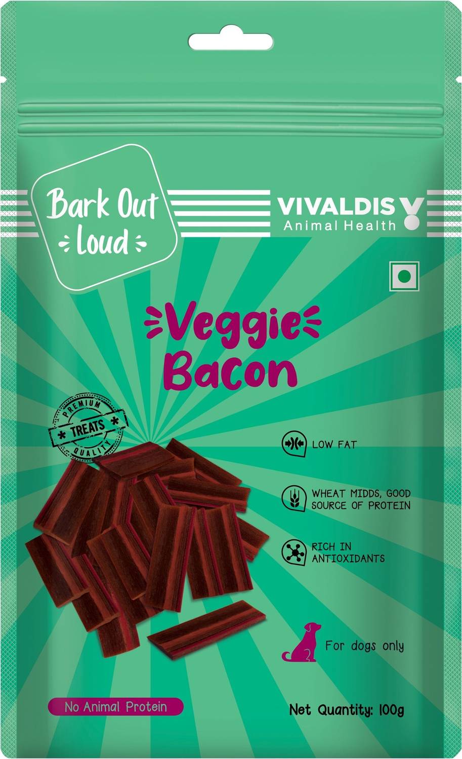 BARK OUT LOUD Veggie Bacon,Veg dog treat/Vegan Dog Treats High Protein Vegetarian Dog treat Bacon Dog Treat
