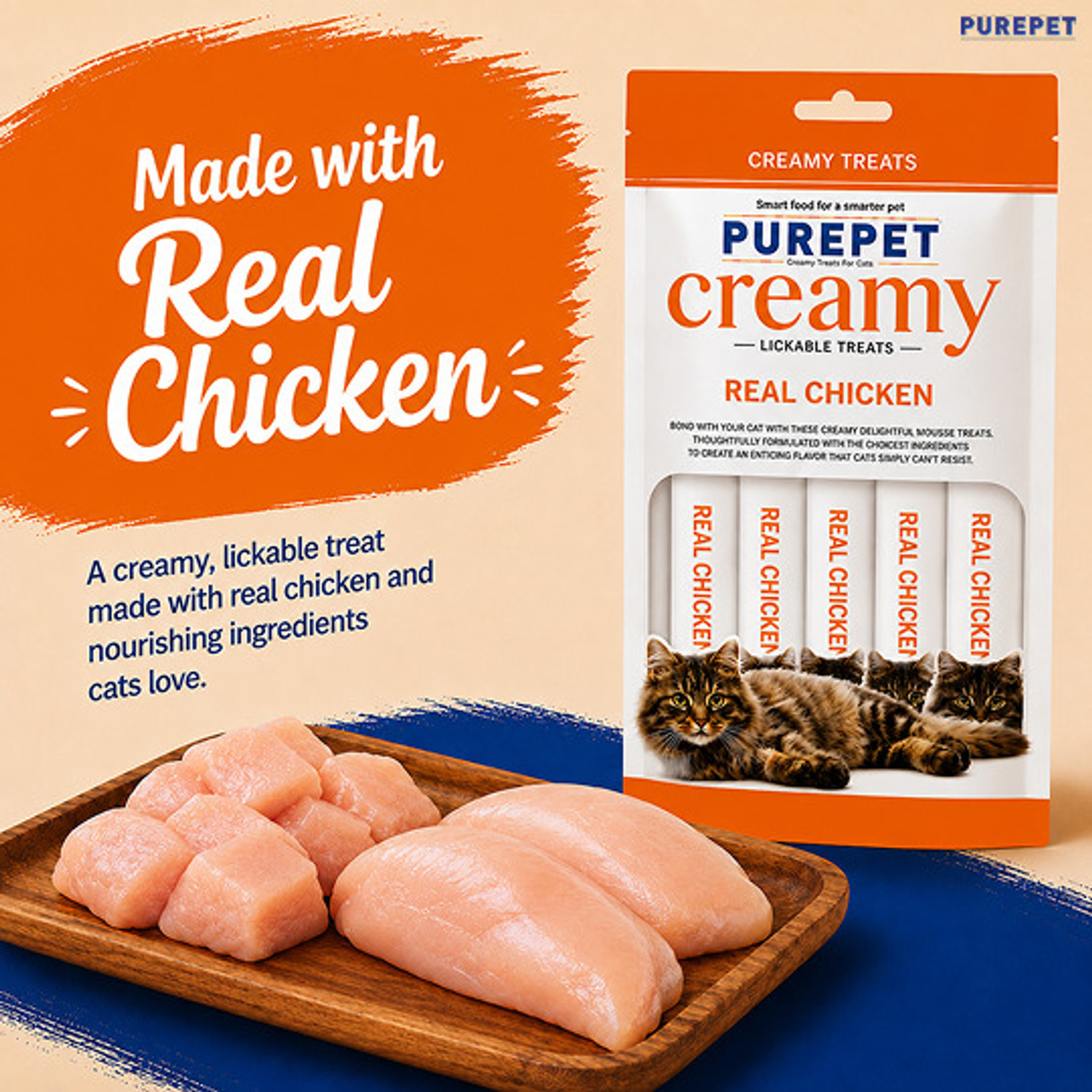 Image of Purepet Creamy Lickable Treat Chicken Cat Treat