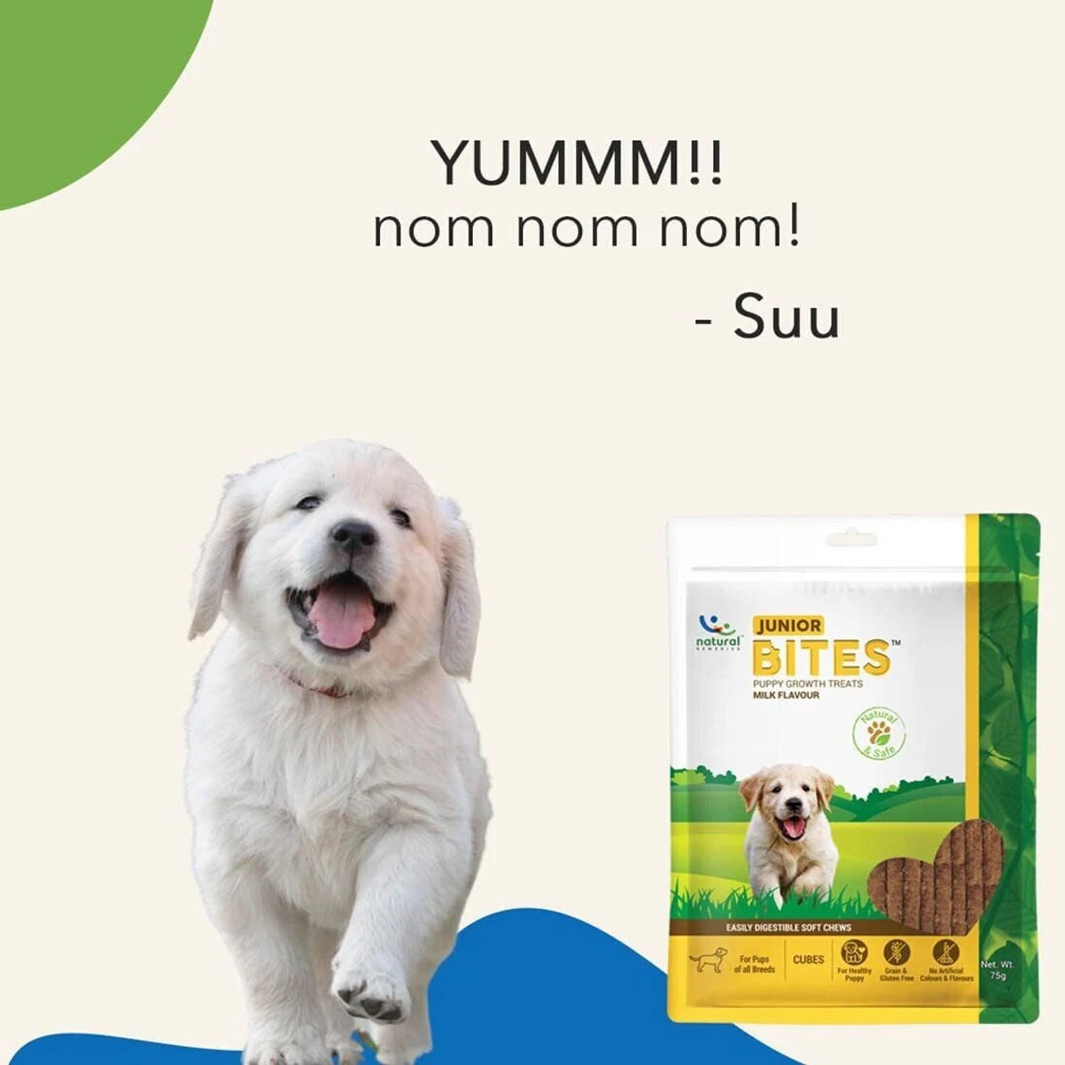 Image of Natural Remedies Junior Bites, Puppy Growth Treats, Milk Flavour for Pups of All Breeds Milk Dog Treat
