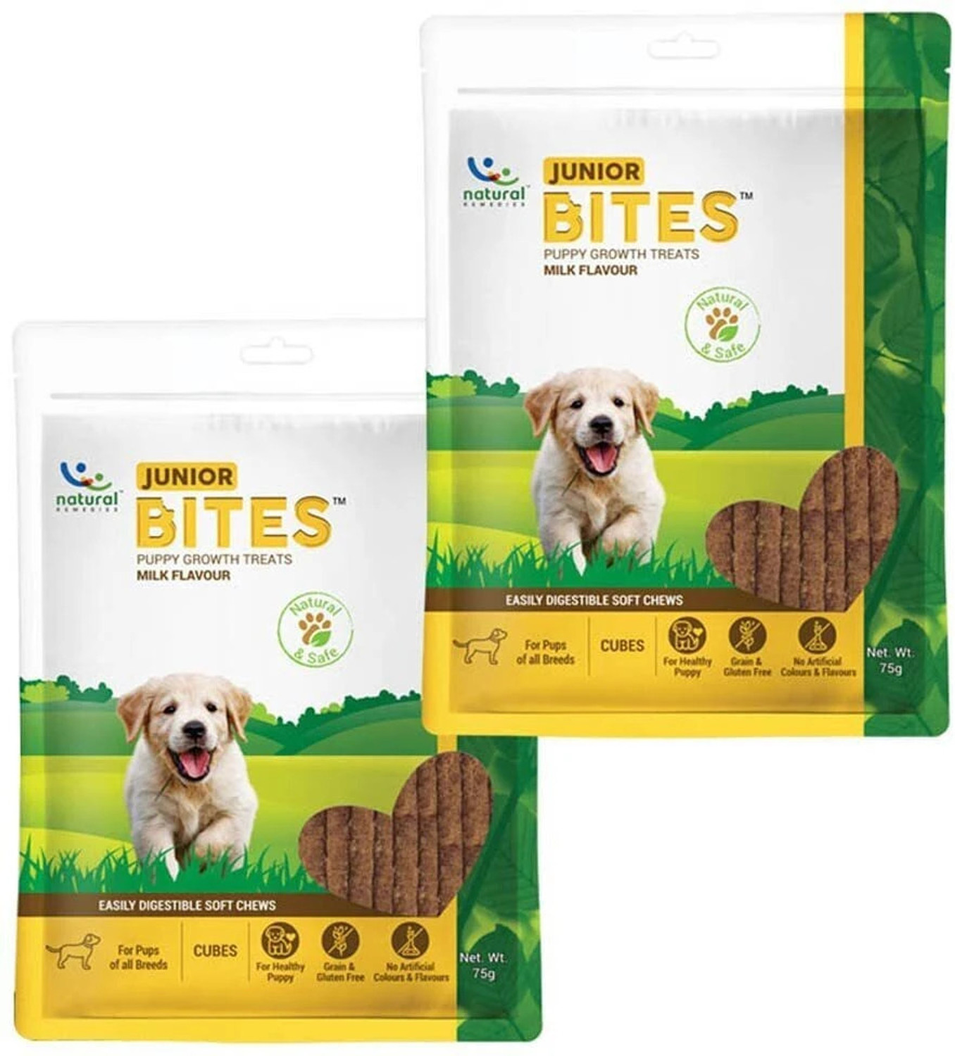 Image of Natural Remedies Junior Bites, Puppy Growth Treats, Milk Flavour for Pups of All Breeds Milk Dog Treat
