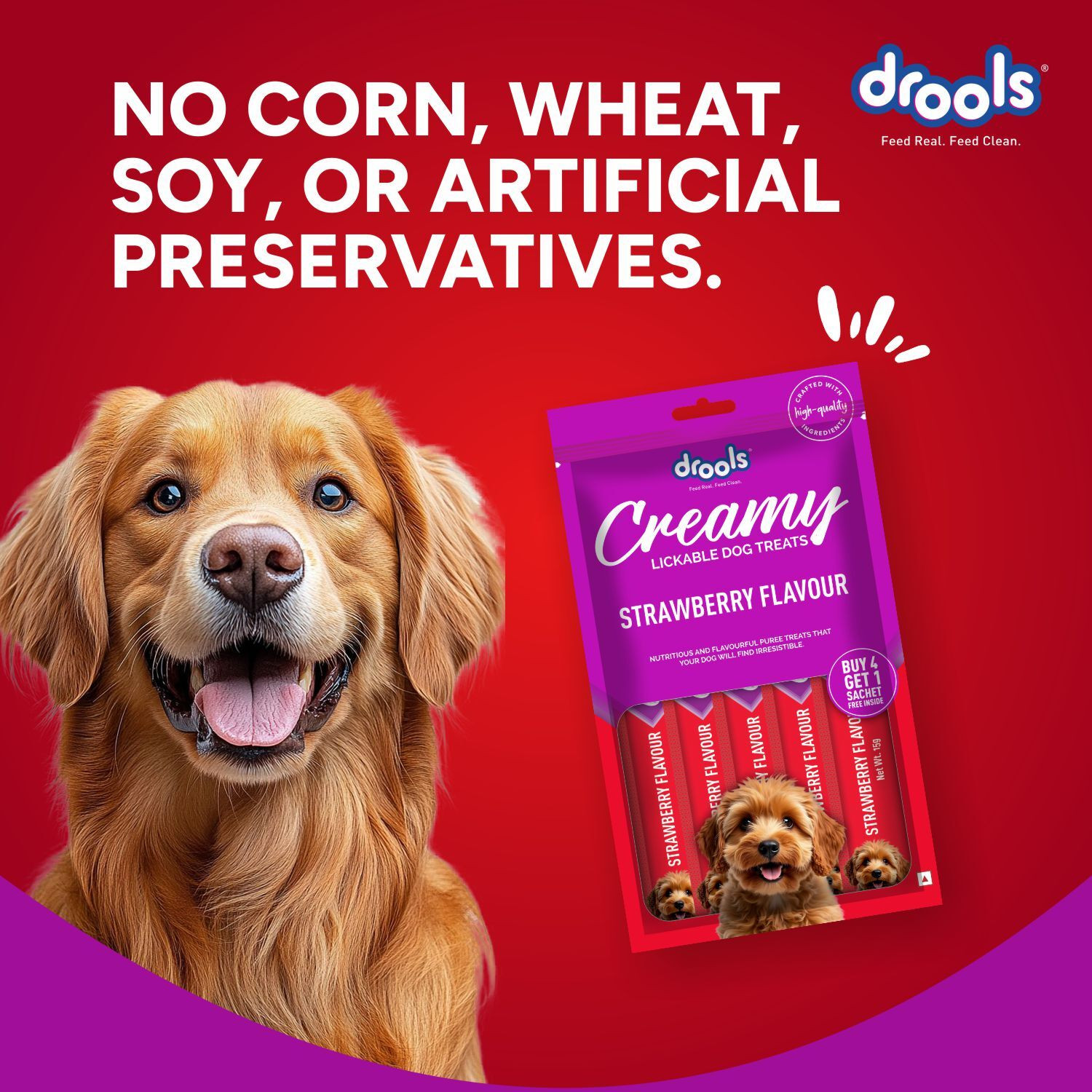 Image of Drools (15g x5),Creamy Sticks Tasty & Nutritious Snack for All Breeds, Strawberry Dog Treat