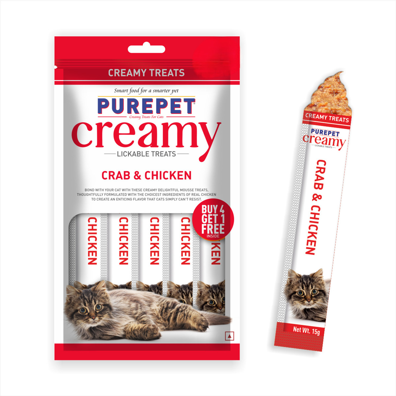 Image of Purepet Creamy Lickable Treat Crab and Chicken Cat Treat