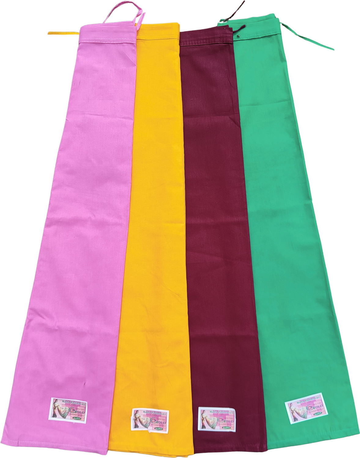 Image of ChetnaCreation 4 Premium Saree Petticoat for Women - Baby Pink, Yellow, Maroon, Rama Green Cotton Blend Petticoat