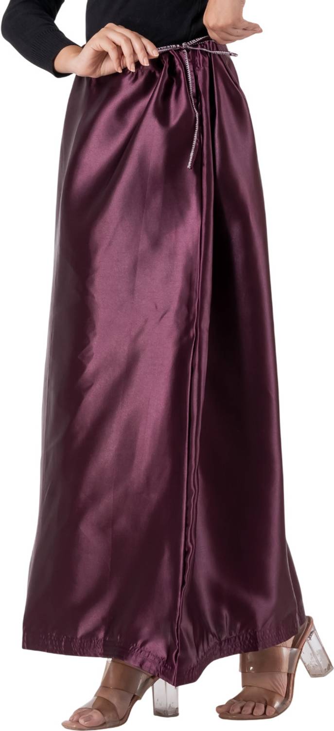 AANGI SATIN-PETTICOAT-DARK WINE-L Pure Satin Petticoat