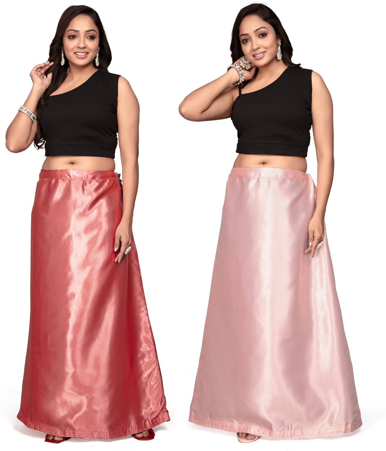 Bondia Dusty Cream And Rust Combo Pure Satin Petticoat