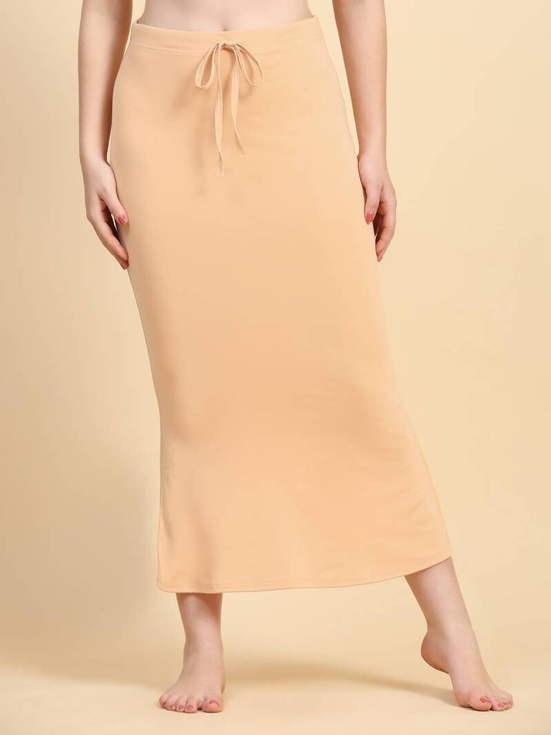 Bondia Cream color Fish Cut Saree Shapewear for Women Lycra Blend Petticoat