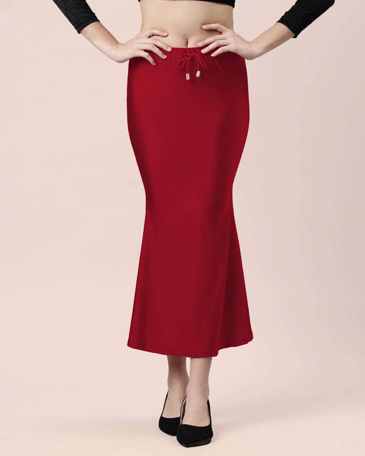 BADGERW INSOME Flared(4-Way Stretch) Saree Shapewear Maroon (XL) Lycra Blend Petticoat