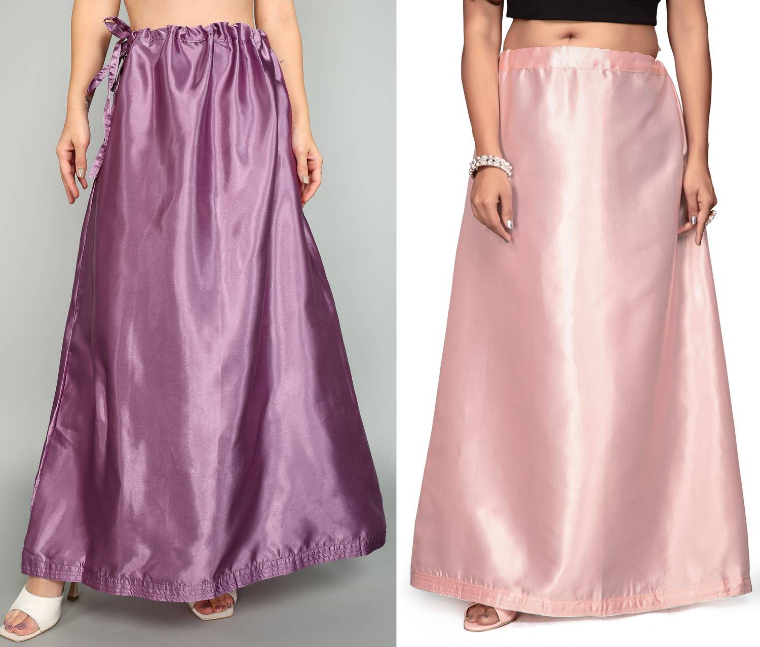 Bondia Dusty Cream And Dark Onion Combo Pure Satin Petticoat