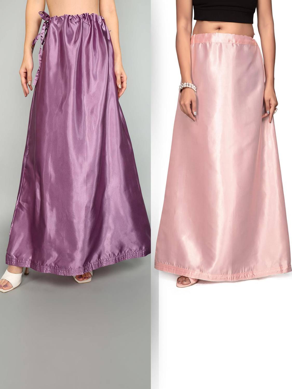 Bondia Dusty Cream And Dark Onion Combo Pure Satin Petticoat