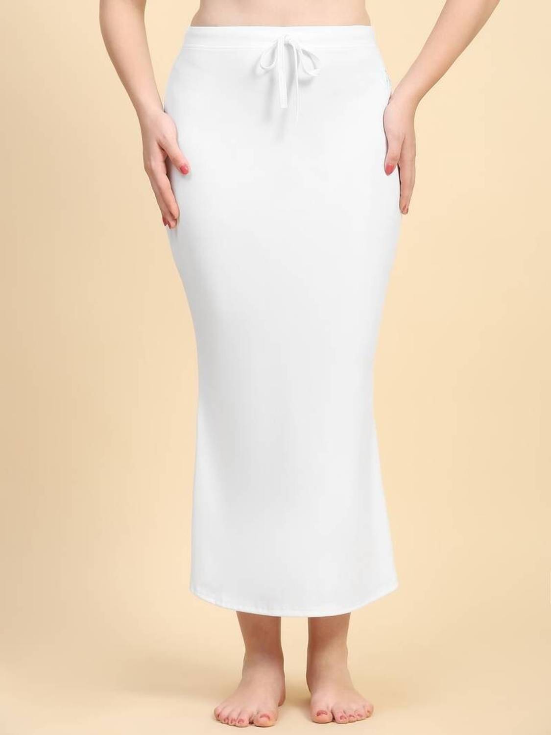 Bondia White Color Fish Cut Saree Shapewear for Women Lycra Blend Petticoat