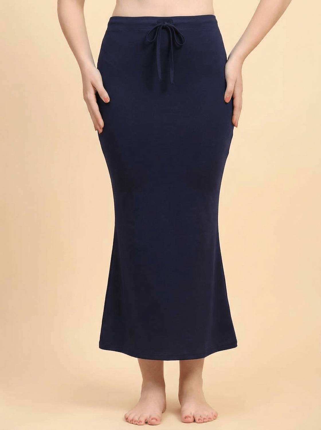Bondia Fish Cut Lycra Saree Shapewear Petticoat Navy Blue Color Lycra Blend Petticoat