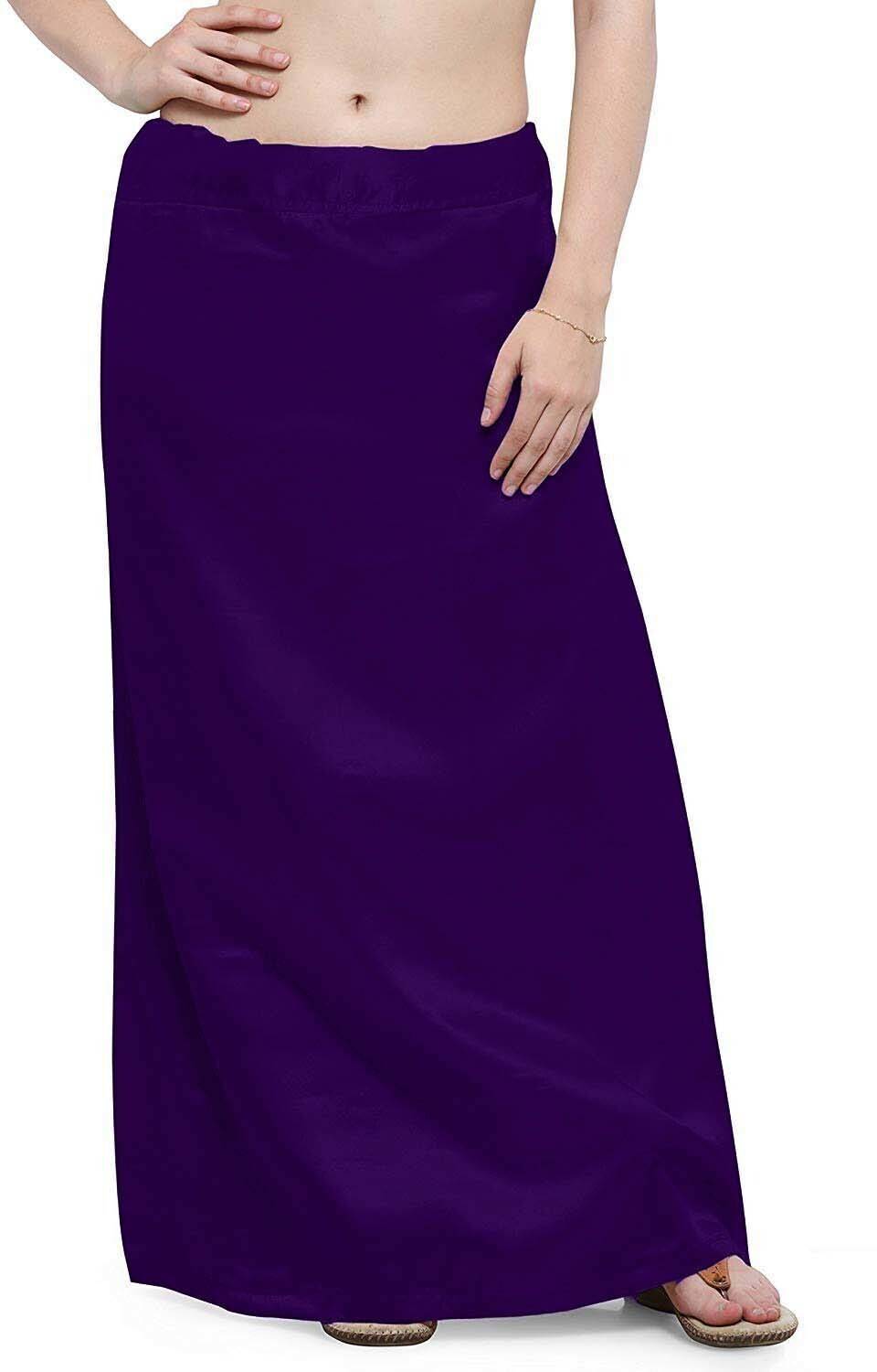 ABNF Satin Petticoat Saree Satin silk Underskirt Purple Colour For Woman Pure Satin Petticoat