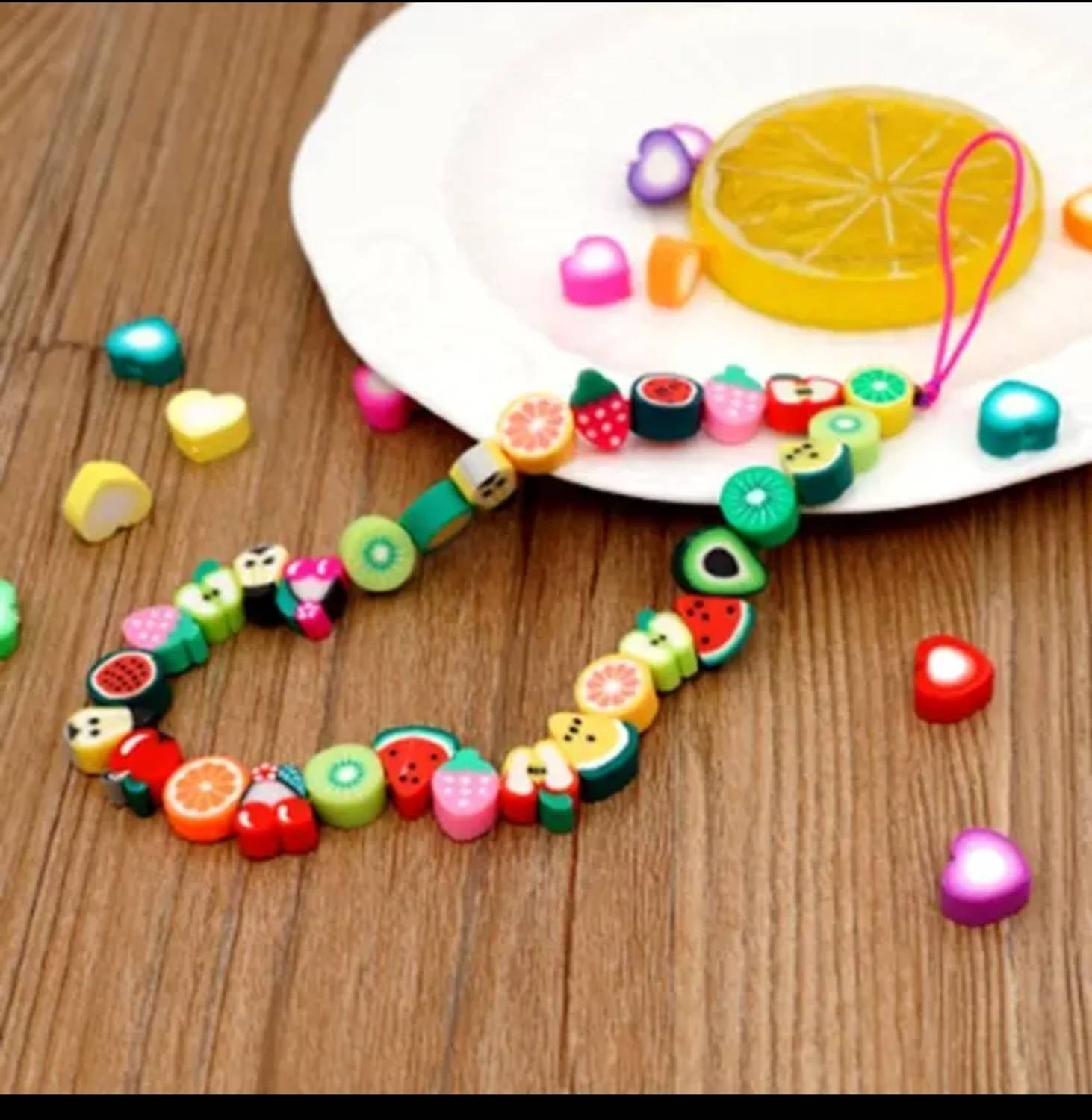 badeja handmade beaded fruit fimo bead pearl cell phone charm/mobile charm for girls Phone Charm