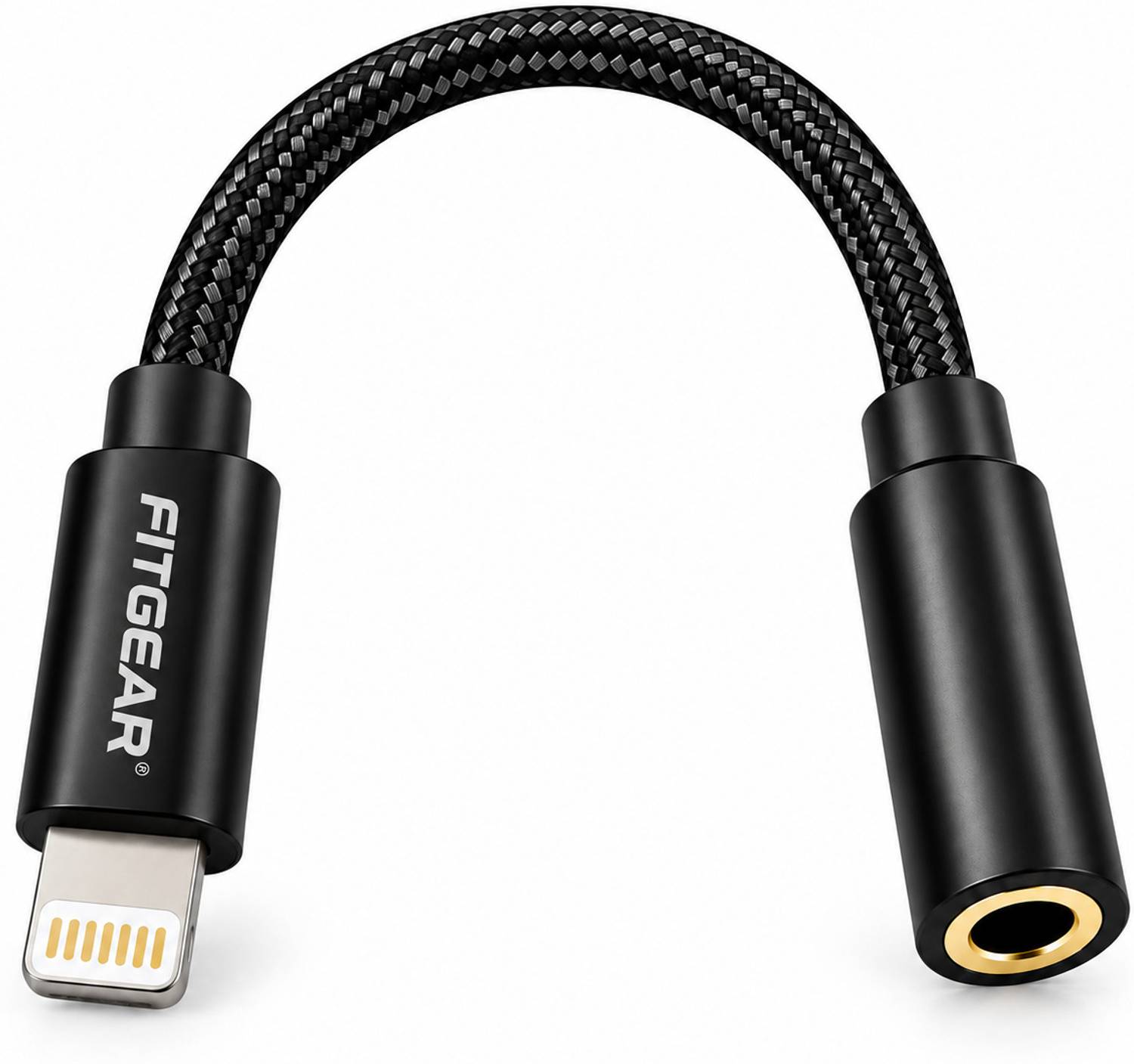 Fitgear Black Lightning to 3.5mm Headphone Jack Adapter Phone Converter