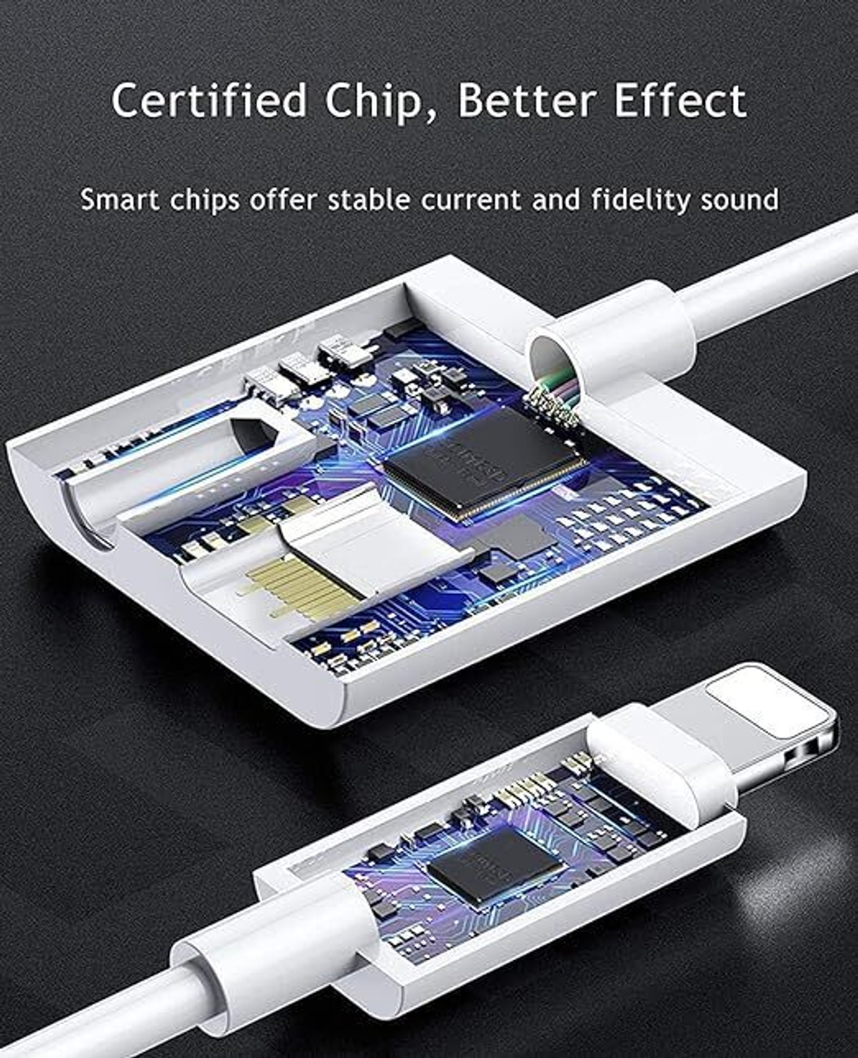 Image of sounce White 2 in 1 Lightning to 3.5 mm Headphone Jack Adapter with Charging Port Connector Phone Converter