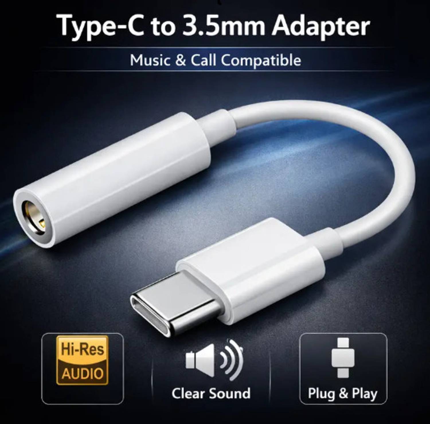 PROWARP White USB Type C to 3.5mm Jack Audio Connector