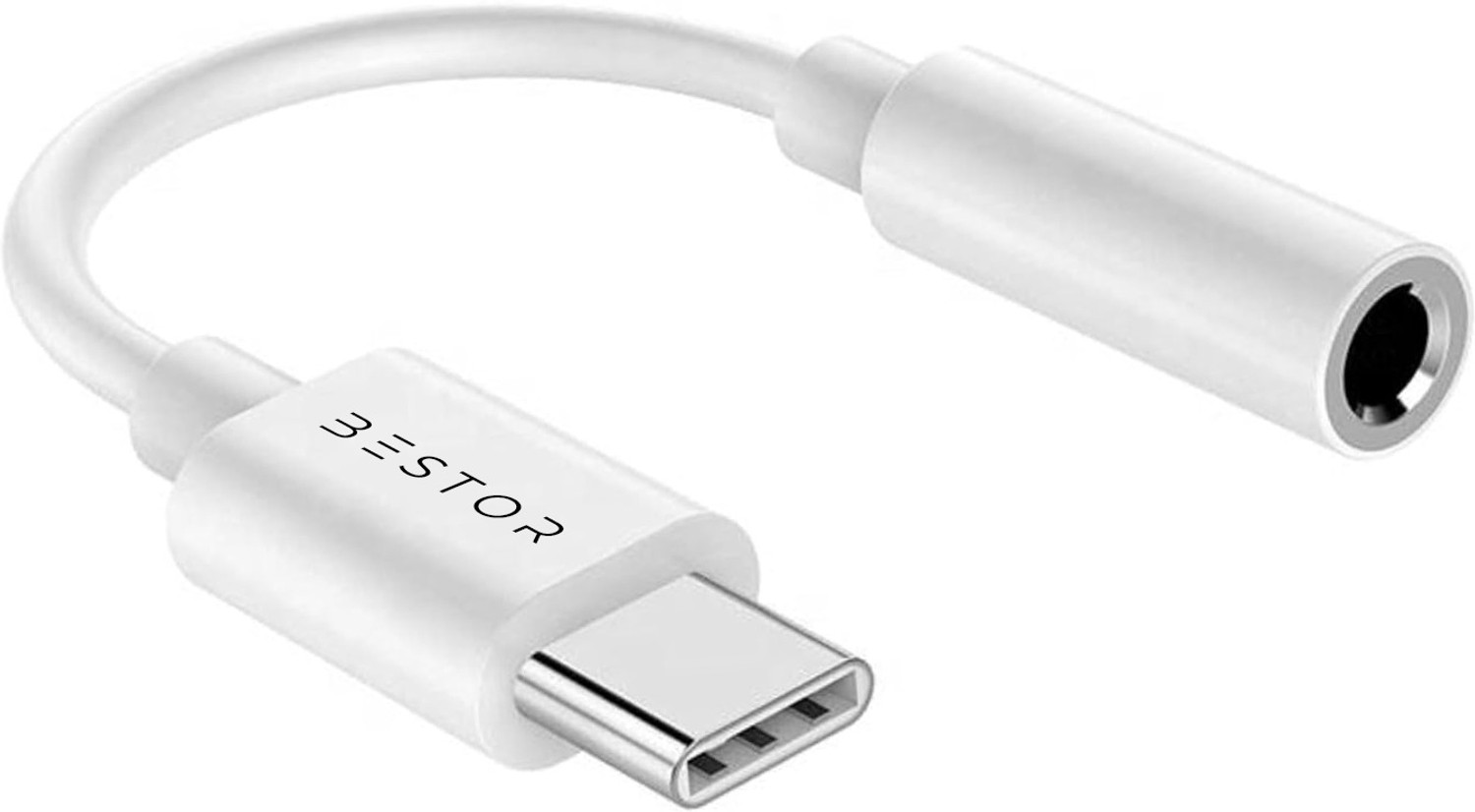 Image of Bestor White USB-C to 3.5mm Audio Jack Converter, Plug & Play Hi-Fi DAC Adapter Phone Converter