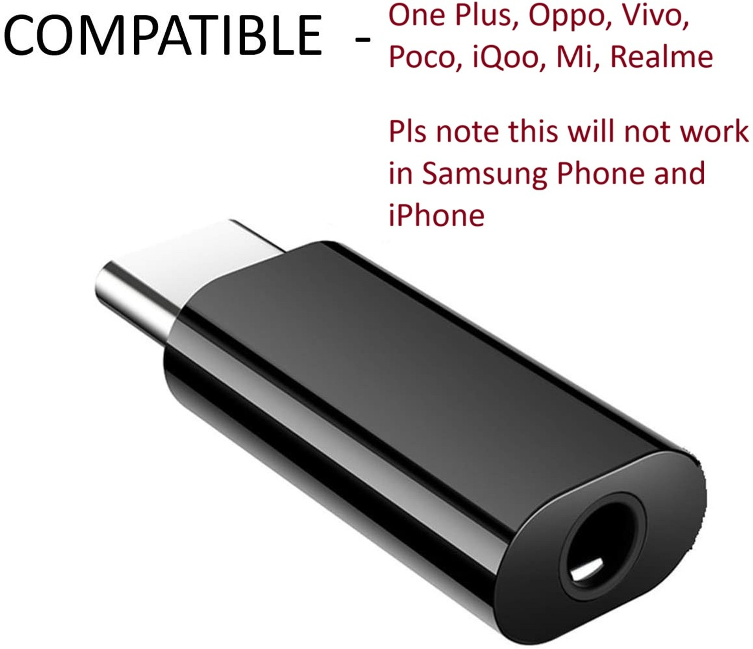 Image of RALGUAT Mono Audio Cable 0.1 m copper USB C to 3.5mm Headphone Jack Adapter Stereo Audio Type C Aux Earphone Dongle (Compatible with Oneplus, Vivo, IQOO,POCO, OPPO, REALME, MI [NOT FOR SAMSUNG], Multicolor, One Cable, USB Type C To 3.5mm Jack)