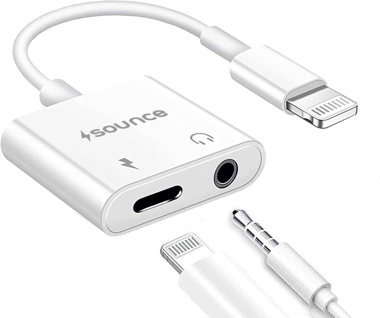 sounce White 2 in 1 Lightning to 3.5 mm Adapter - Image 1