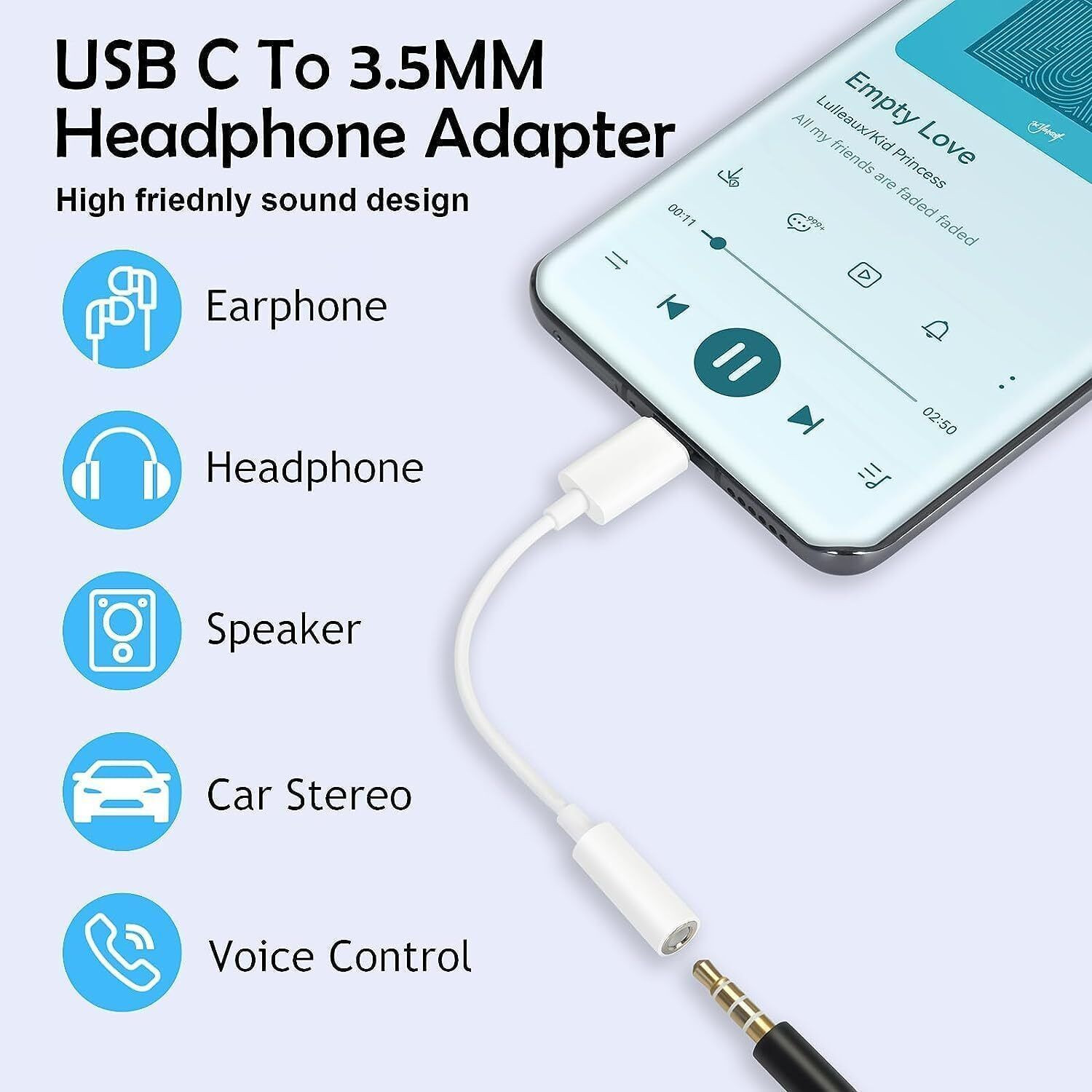 Image of ULTRADART White Type-C to 3.5 mm Jack Converter Phone Converter