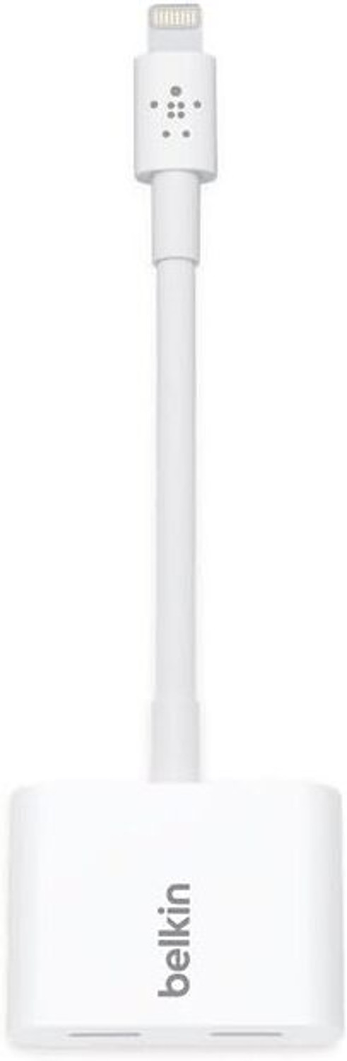 Image of Carecase White Belkin Apple Certified Lightning Audio + Charge Adapter Phone Converter