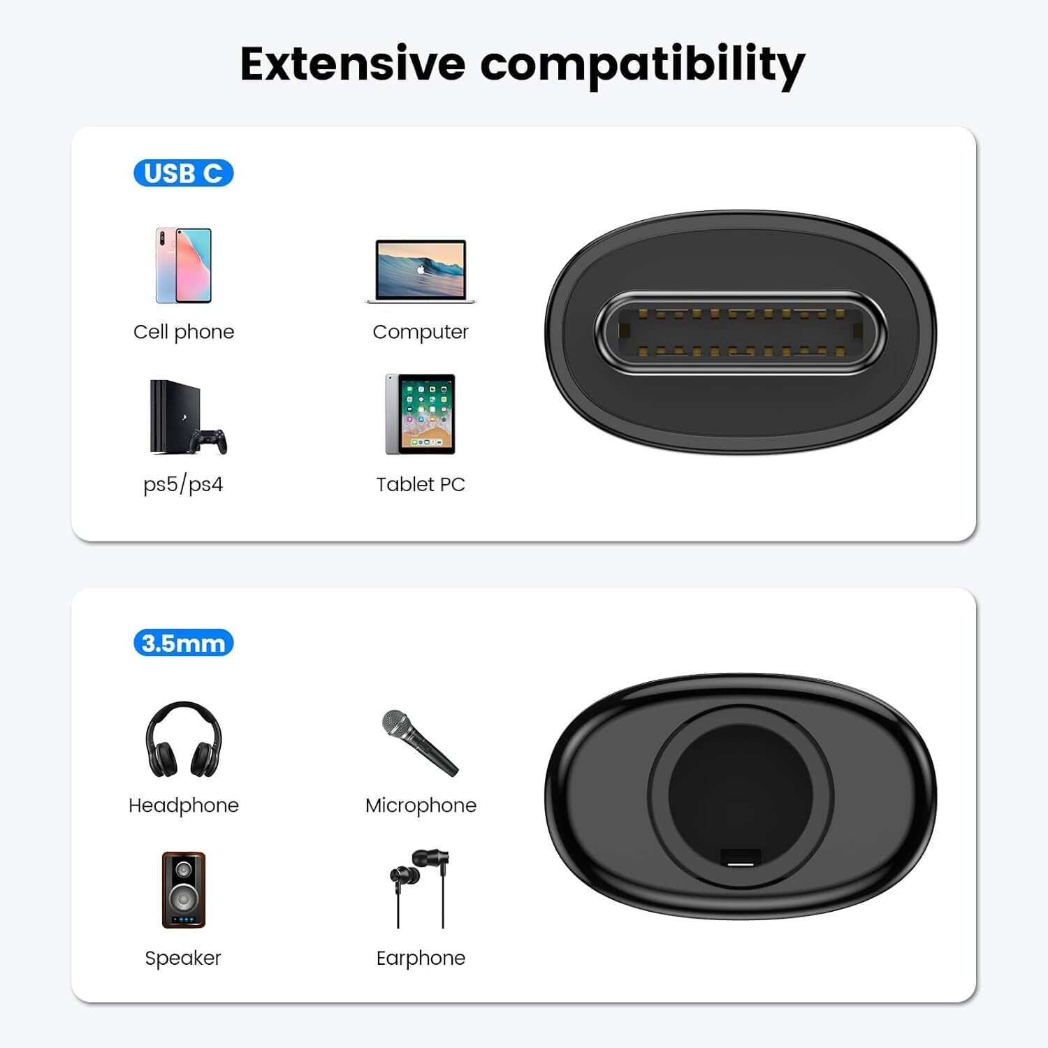 Image of RALGUAT Mono Audio Cable 0.1 m copper USB C to 3.5mm Headphone Jack Adapter Stereo Audio Type C Aux Earphone Dongle (Compatible with Oneplus, Vivo, IQOO,POCO, OPPO, REALME, MI [NOT FOR SAMSUNG], Multicolor, One Cable, USB Type C To 3.5mm Jack)