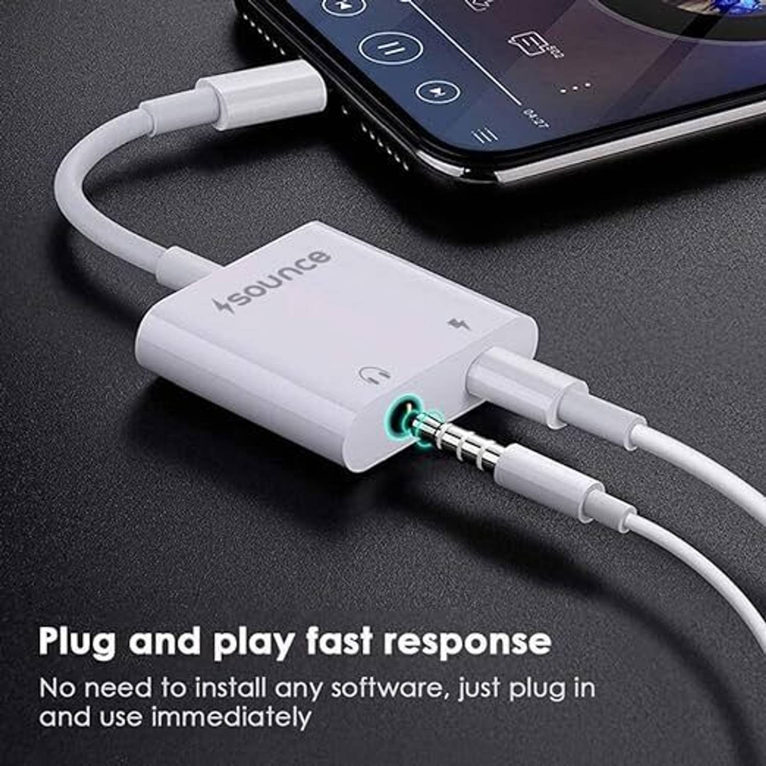 sounce White 2 in 1 Lightning to 3.5 mm Adapter - Image 5