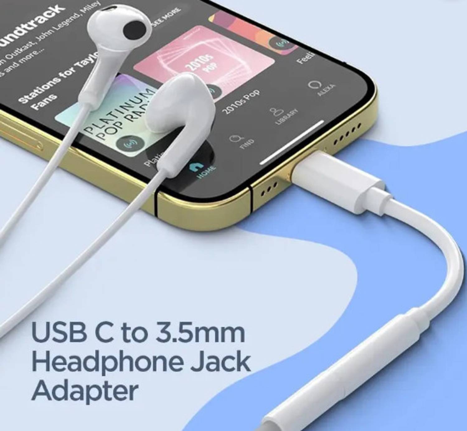 PROWARP White USB Type C to 3.5mm Jack Audio Connector - Image 3