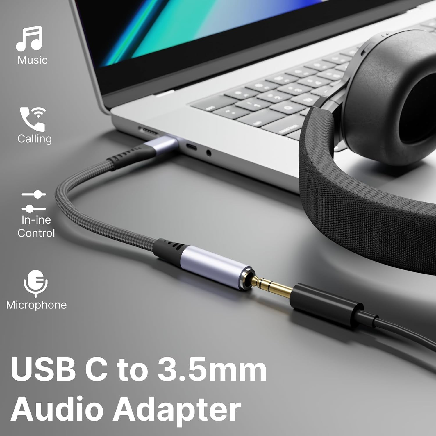 Image of MIFKRT Multicolor Type C to 3.5mm Headphone Jack Adapter with DAC Chip for Music & Calling Phone Converter