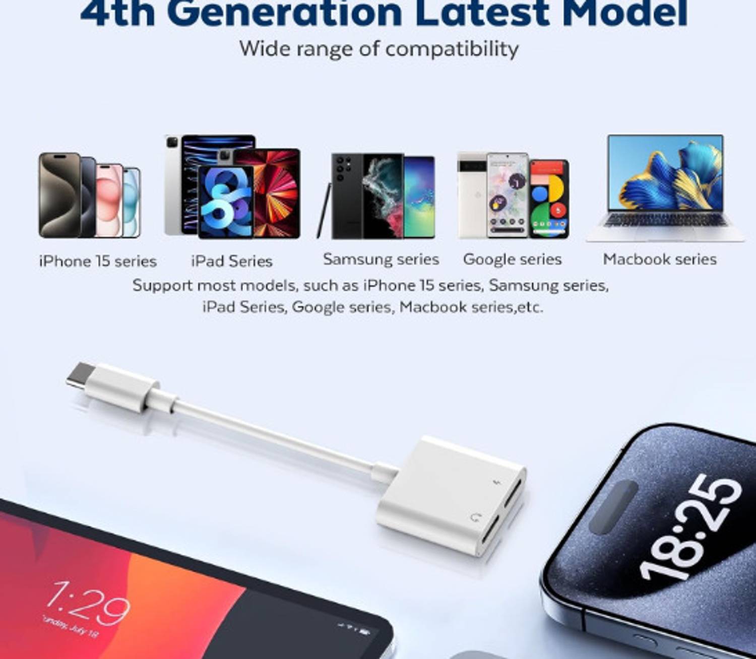 TECHGEAR White USB C Splitter 1 in 2 Out Headphone Adapter - Image 3