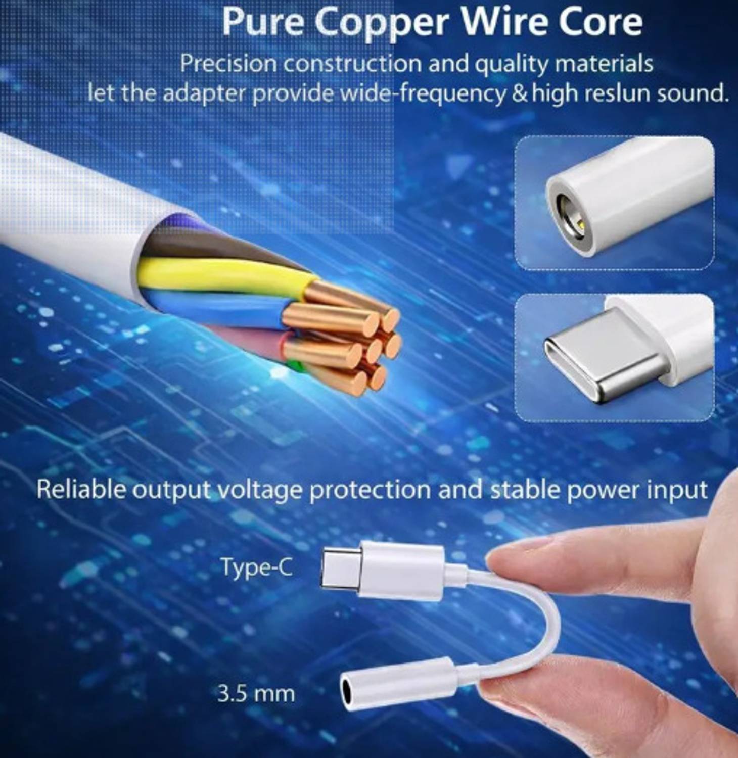 PROWARP White USB Type C to 3.5mm Jack Audio Connector - Image 5