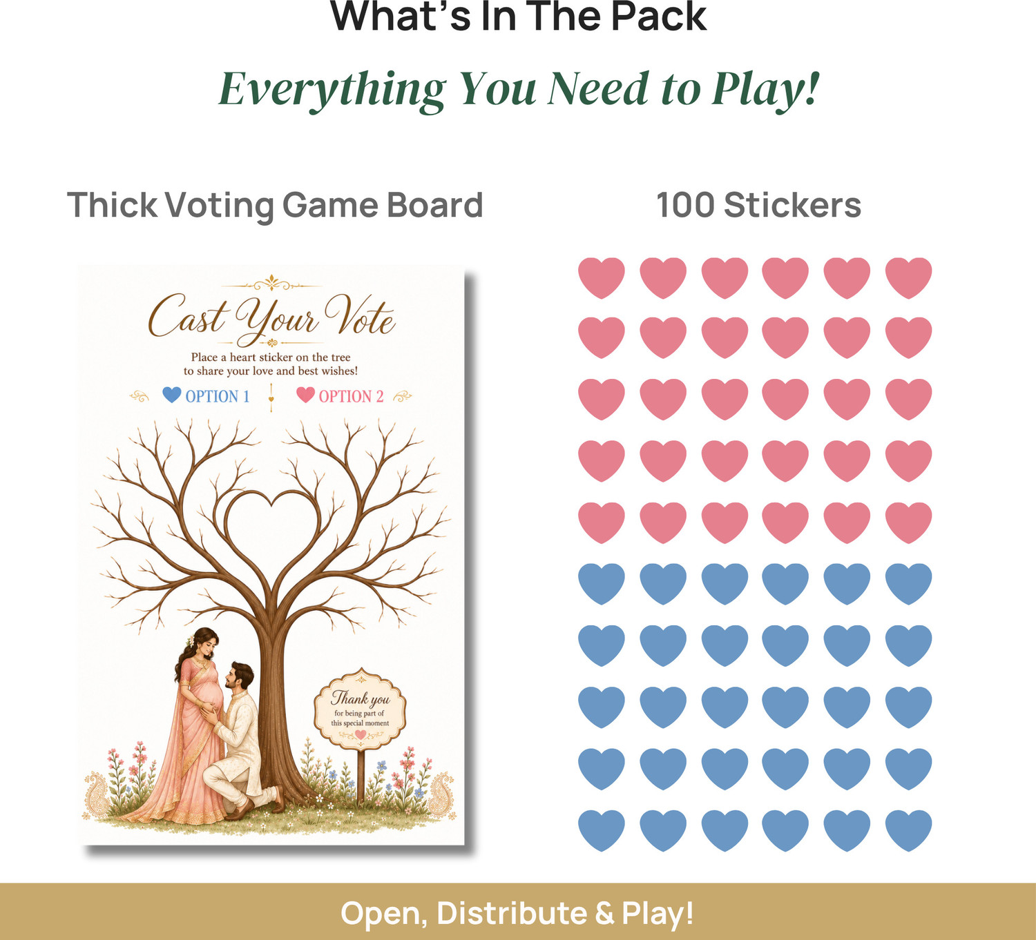 Image of Nyota Baby Shower Voting Tree Board, Guest Activity with 100 Heart Stickers Photo Booth Board