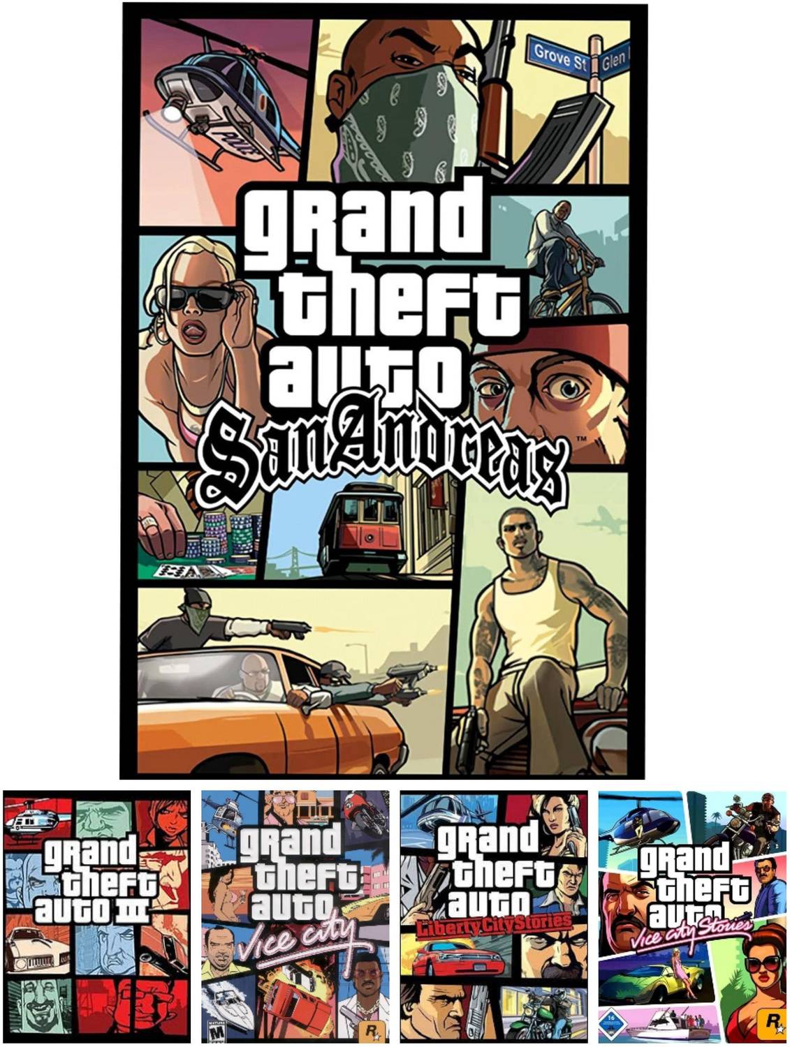2CAP Gta San Andreas 5 In 1 Pc Game (Offline only) Complete Games (Complete Edition)