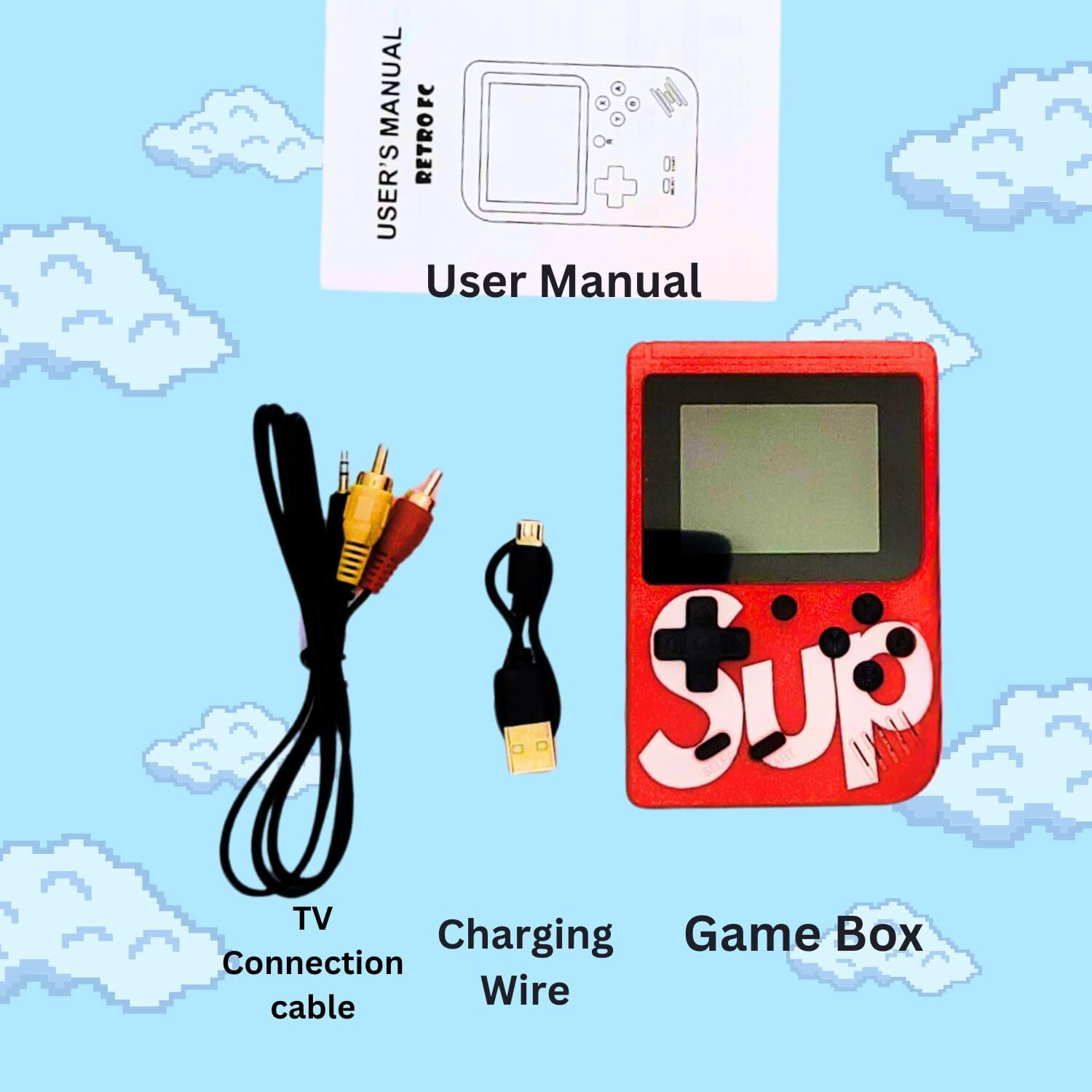 Image of SUP 400 in 1 Retro Game Box Console Handheld Classical Game PAD box s6 with TV output Ga ng Console 8 GB with Mario /Super Mario /DR Mario /Contra /Turtles and other 400 Games 8 GB with Super Mario, DR Mario, Mario, Contra, Turtles, Tank, Bomber Man, Aladdin, Total 400 Games 64 GB with Yes (Black) (Console Handheld Classical Game PAD box s6 with TV output) (Console Handheld Classical Game PAD box s6 with TV output)